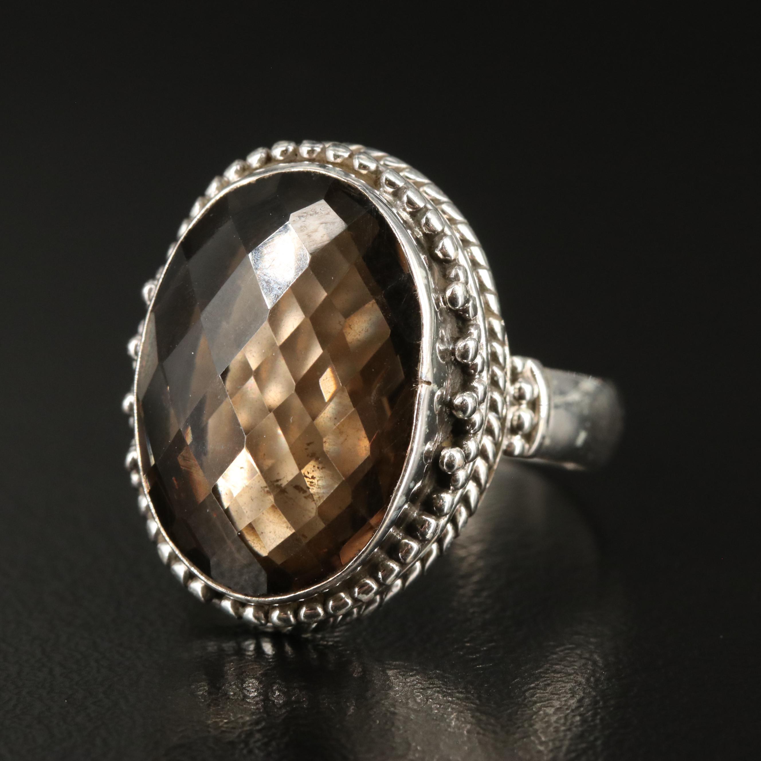 Sterling Smoky Quartz Ring