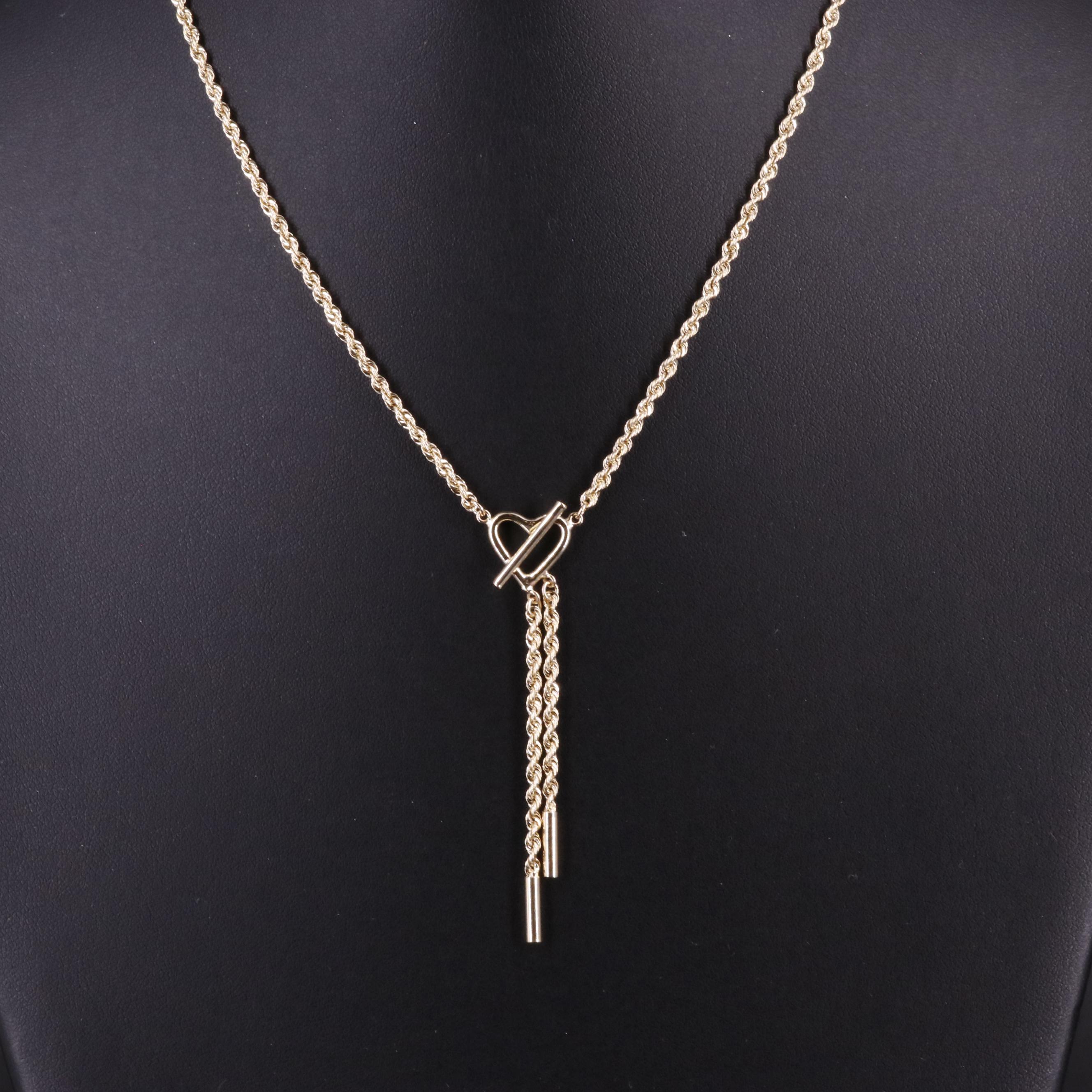 10K Rope Chain Heart Necklace
