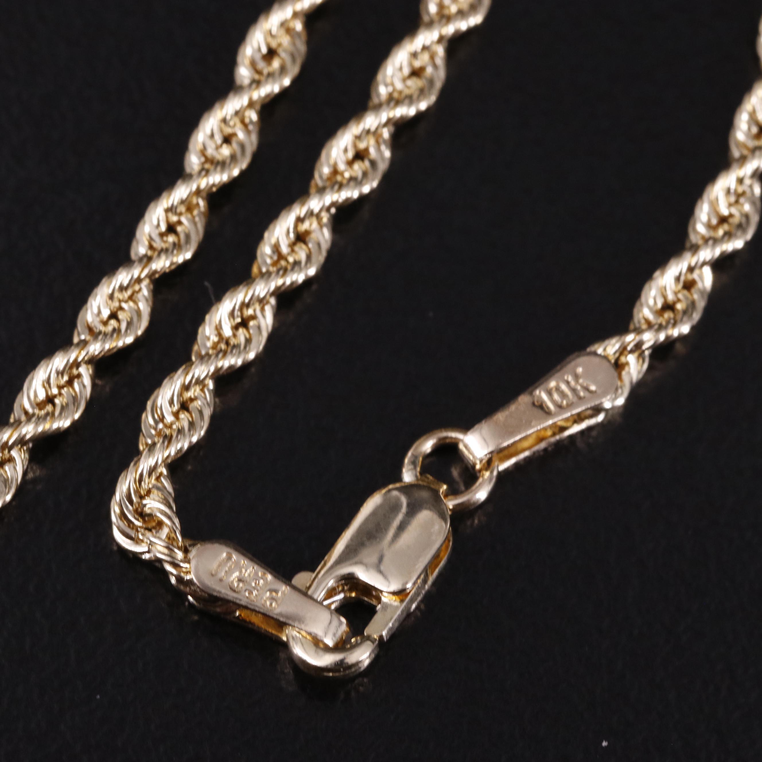 10K Rope Chain Heart Necklace