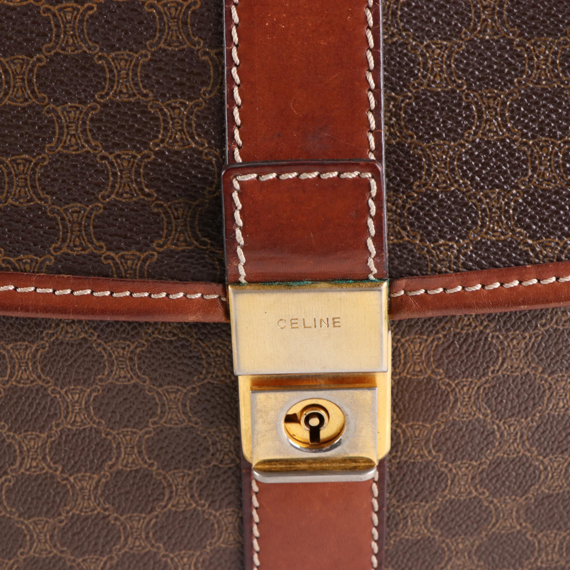 Celine Macadam Coated Canvas and Leather Business Bag