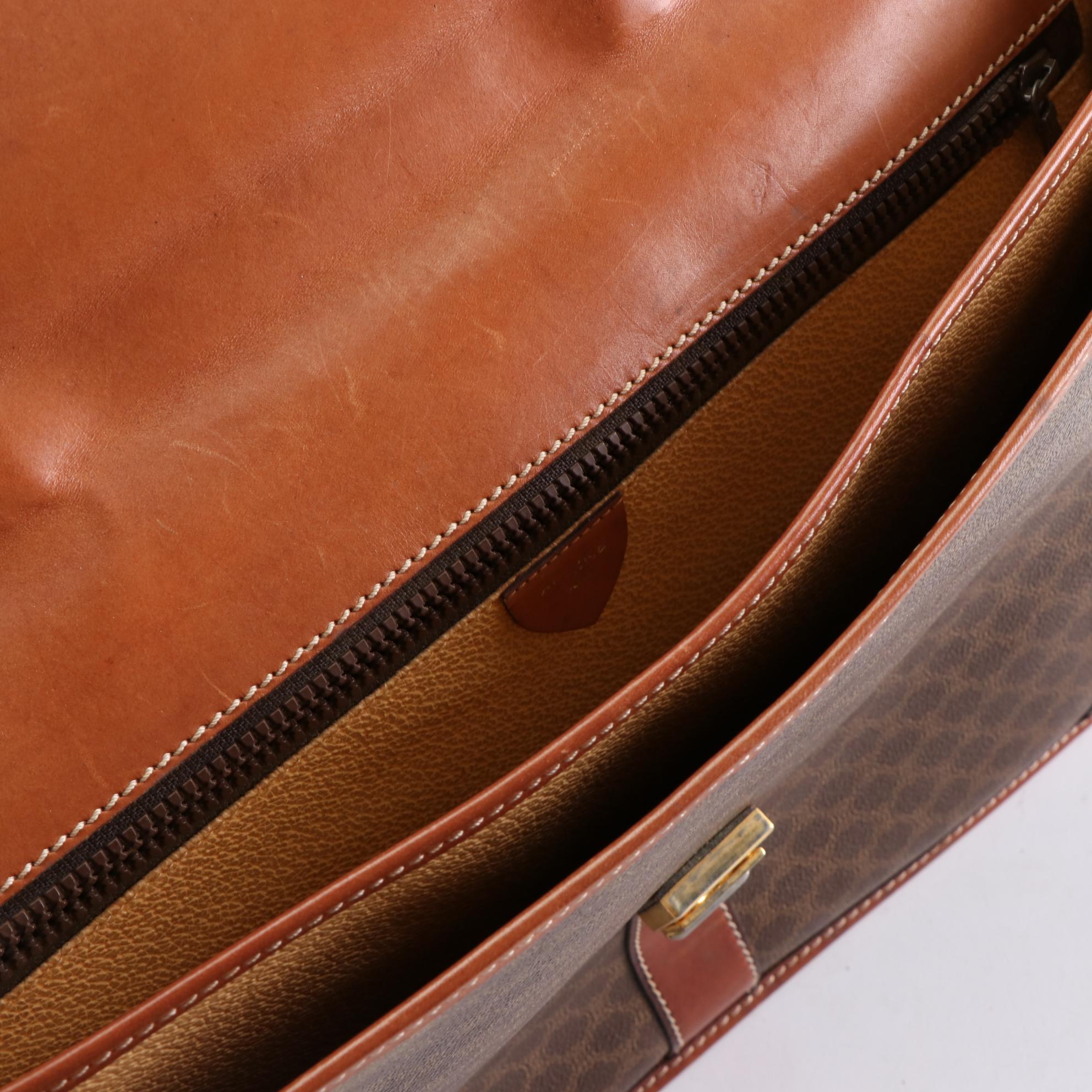 Celine Macadam Coated Canvas and Leather Business Bag