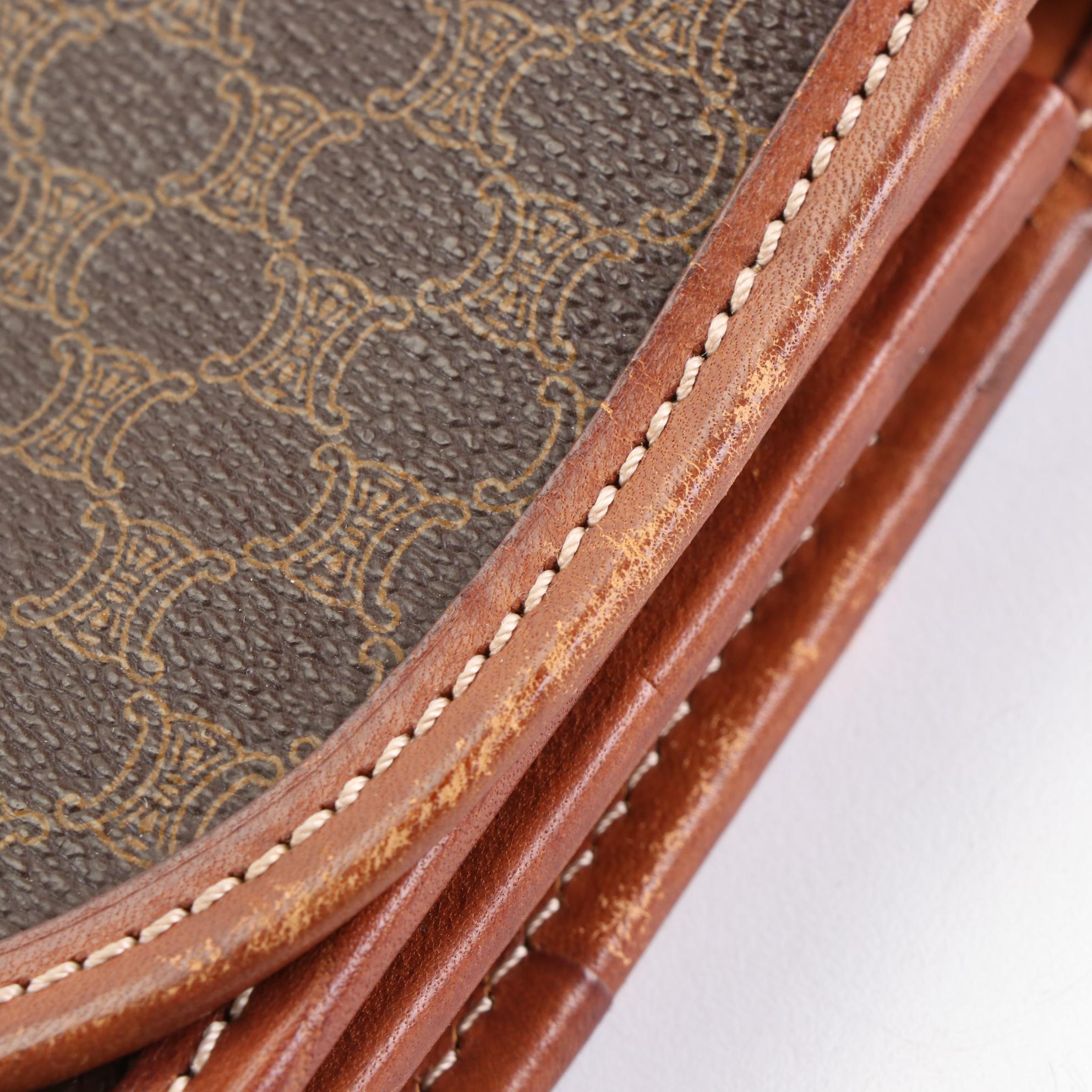 Celine Macadam Coated Canvas and Leather Business Bag