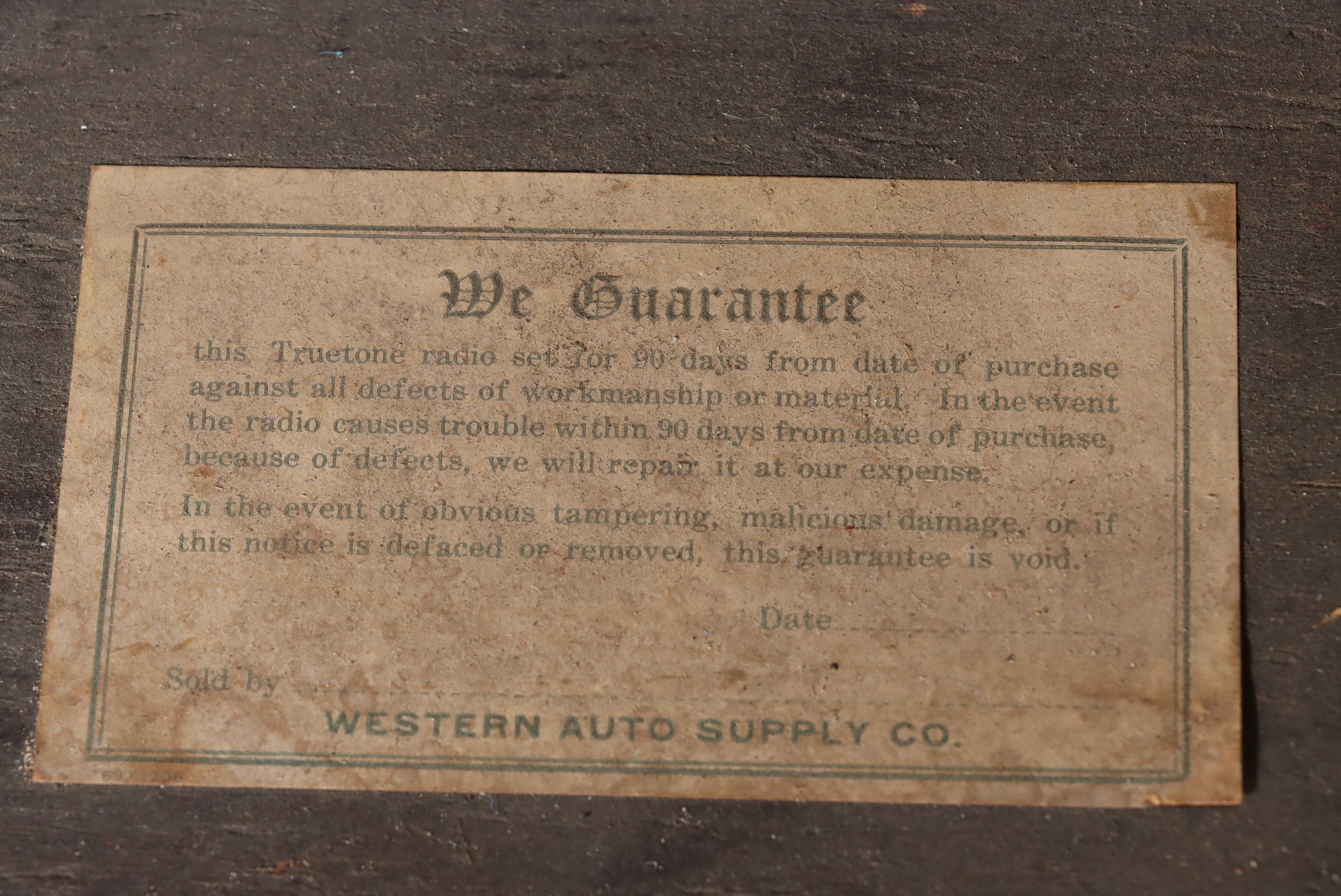 Western Auto Truetone Art Deco Waterfall Walnut-Veneered Floor Radio, 1940s