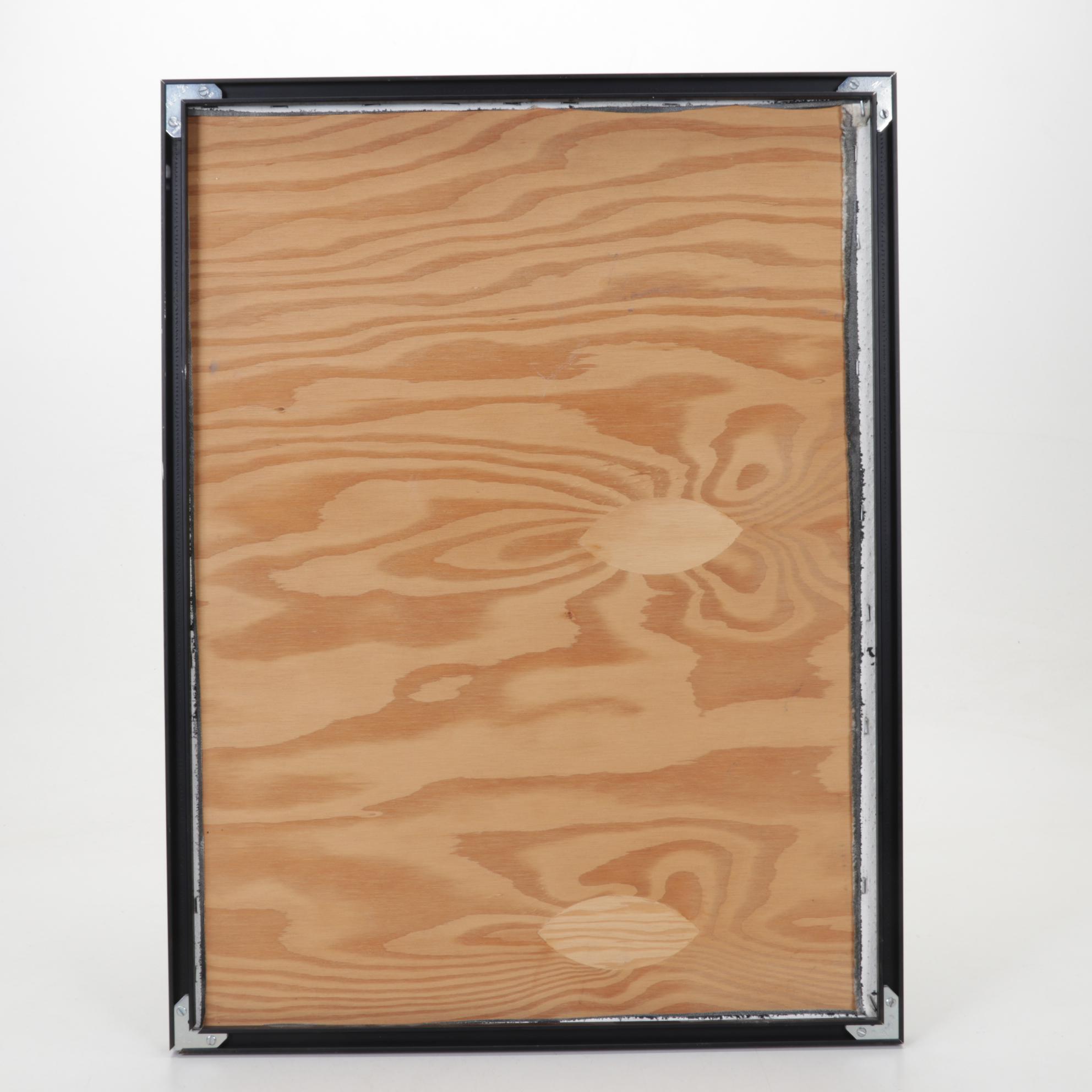 Larry Larson Folk Art Oil Painting of Crouching Woman and Monster