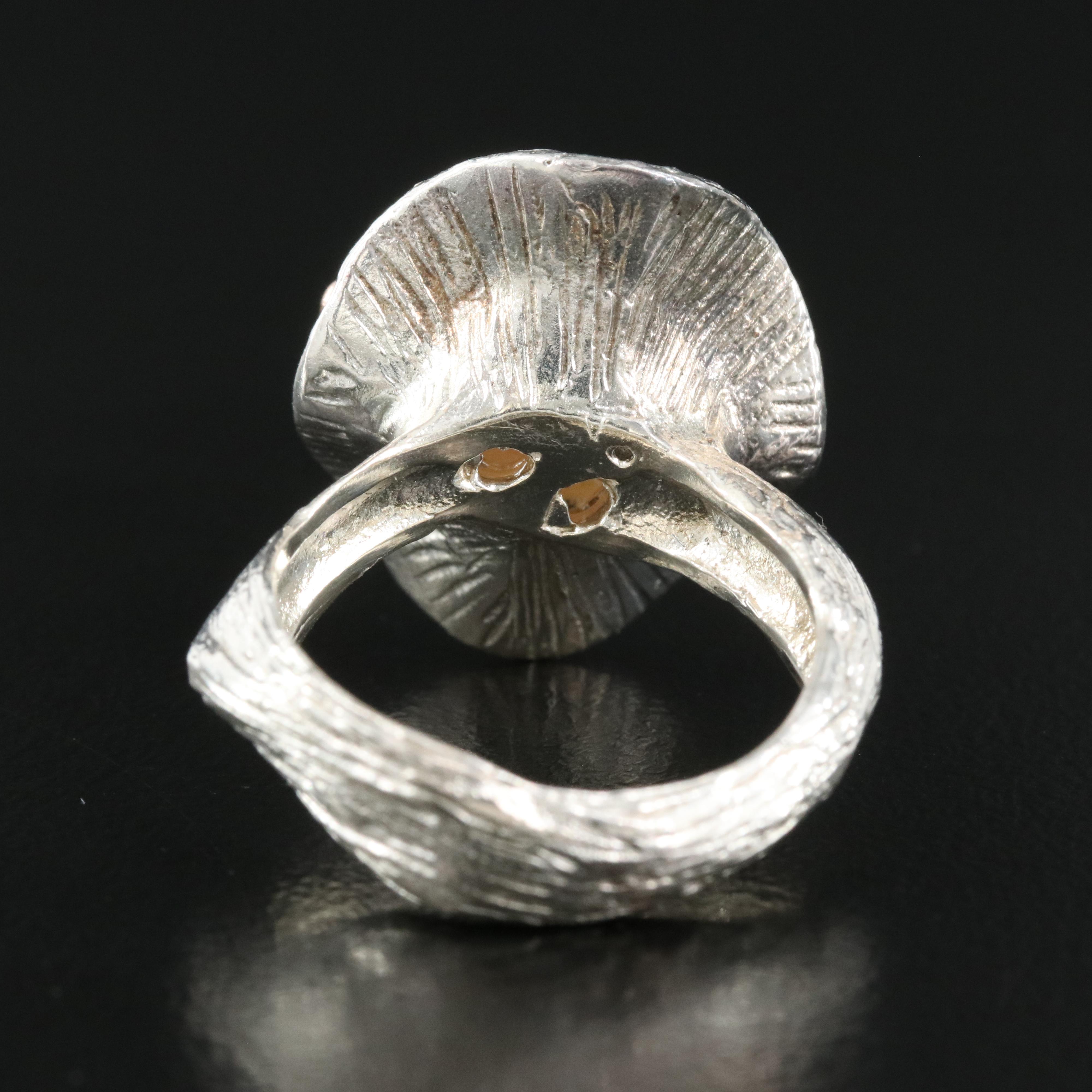 Sterling Pearl and Sapphire Organic Ring