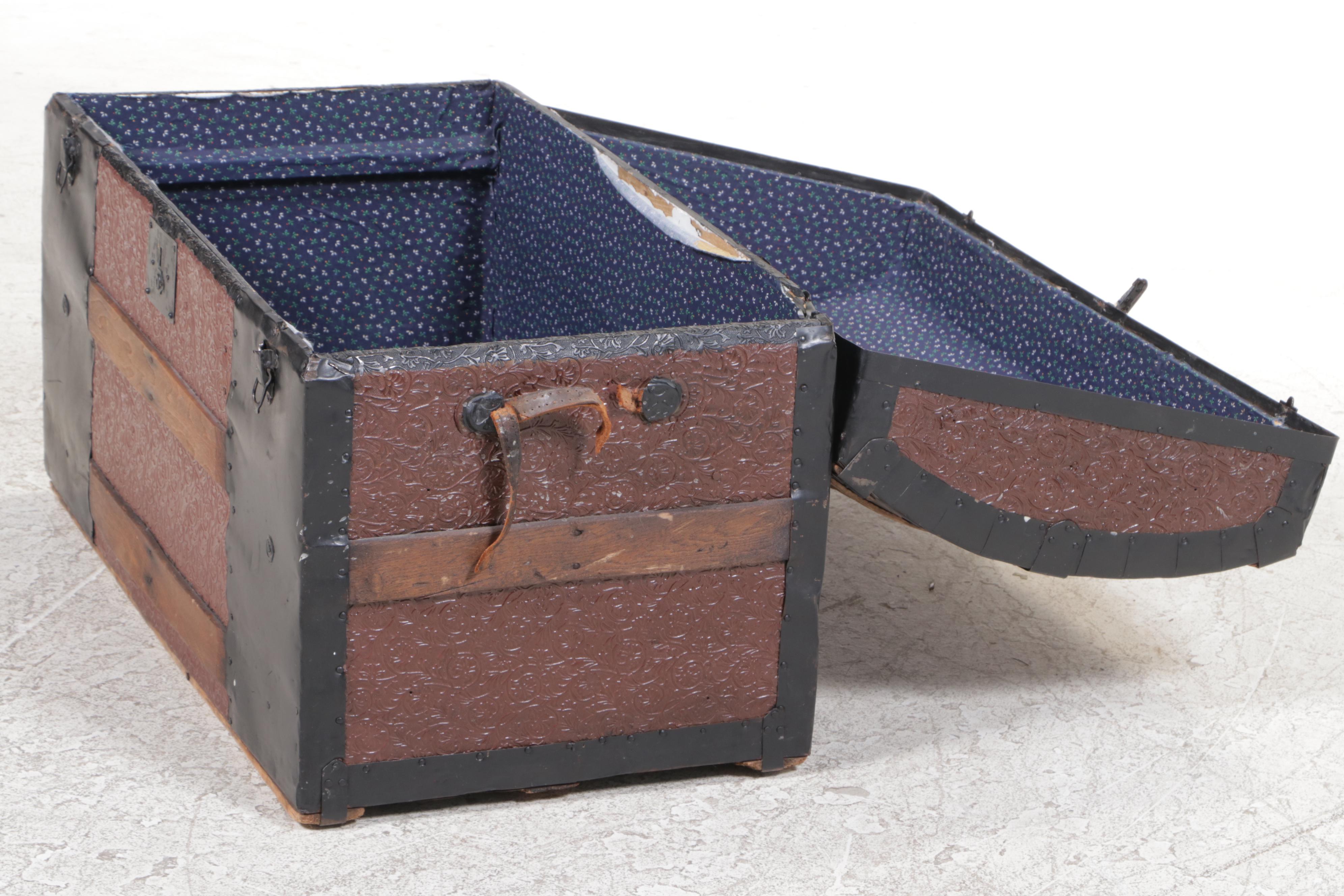 Victorian Metal Clad and Wood Strapped Dome Top Trunk, Late 19th Century