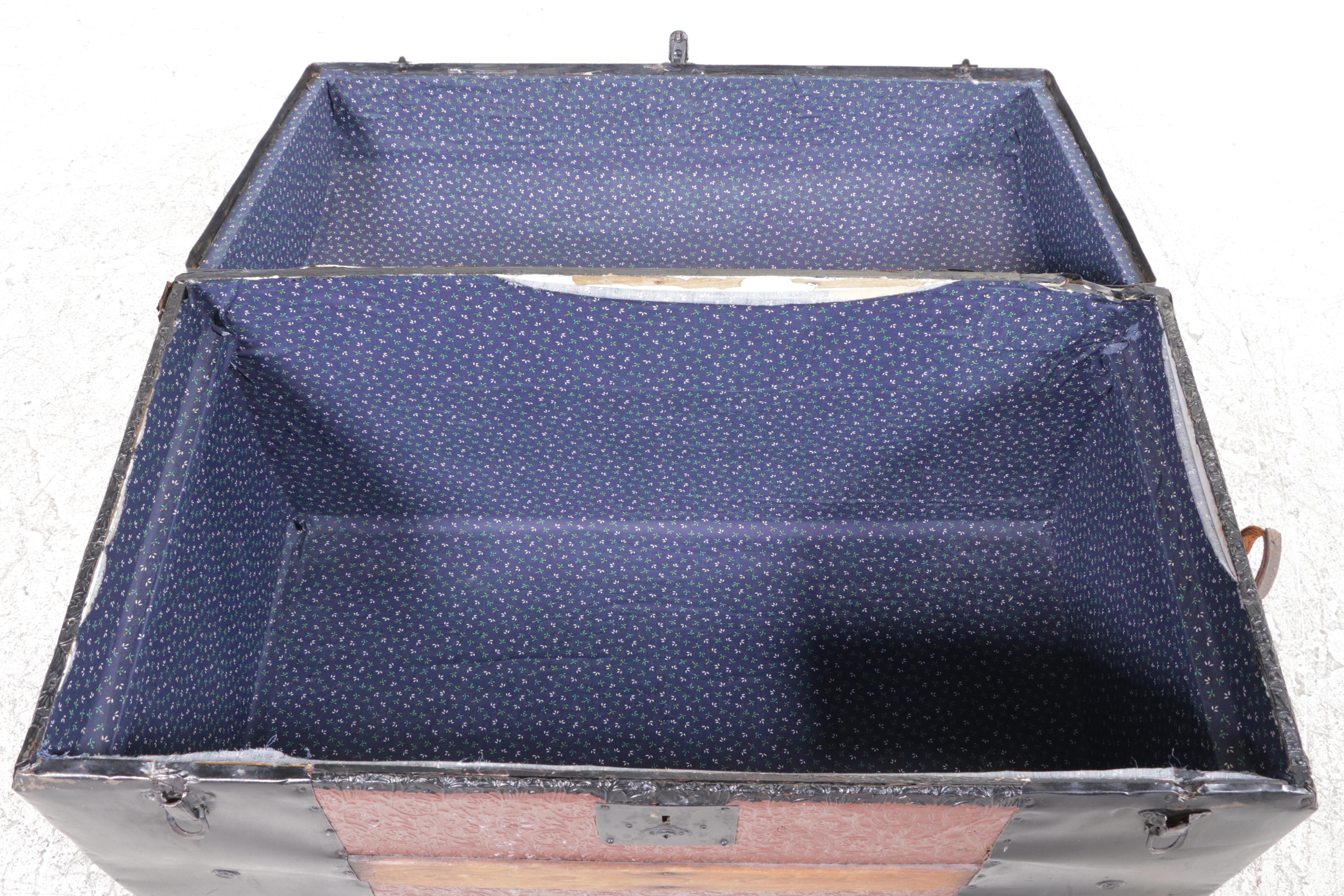 Victorian Metal Clad and Wood Strapped Dome Top Trunk, Late 19th Century