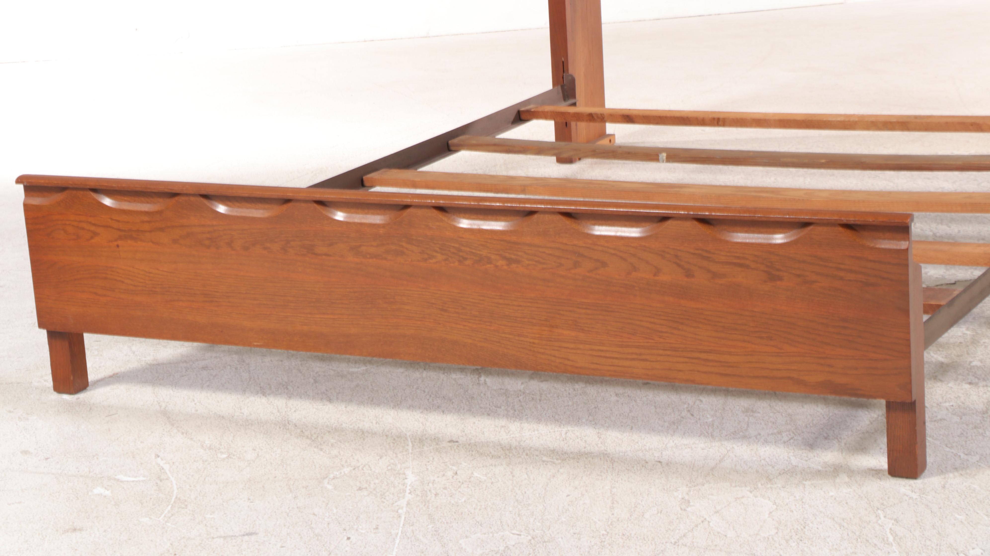 Cavalier Oak Full Size Bed Frame, Mid-20th Century