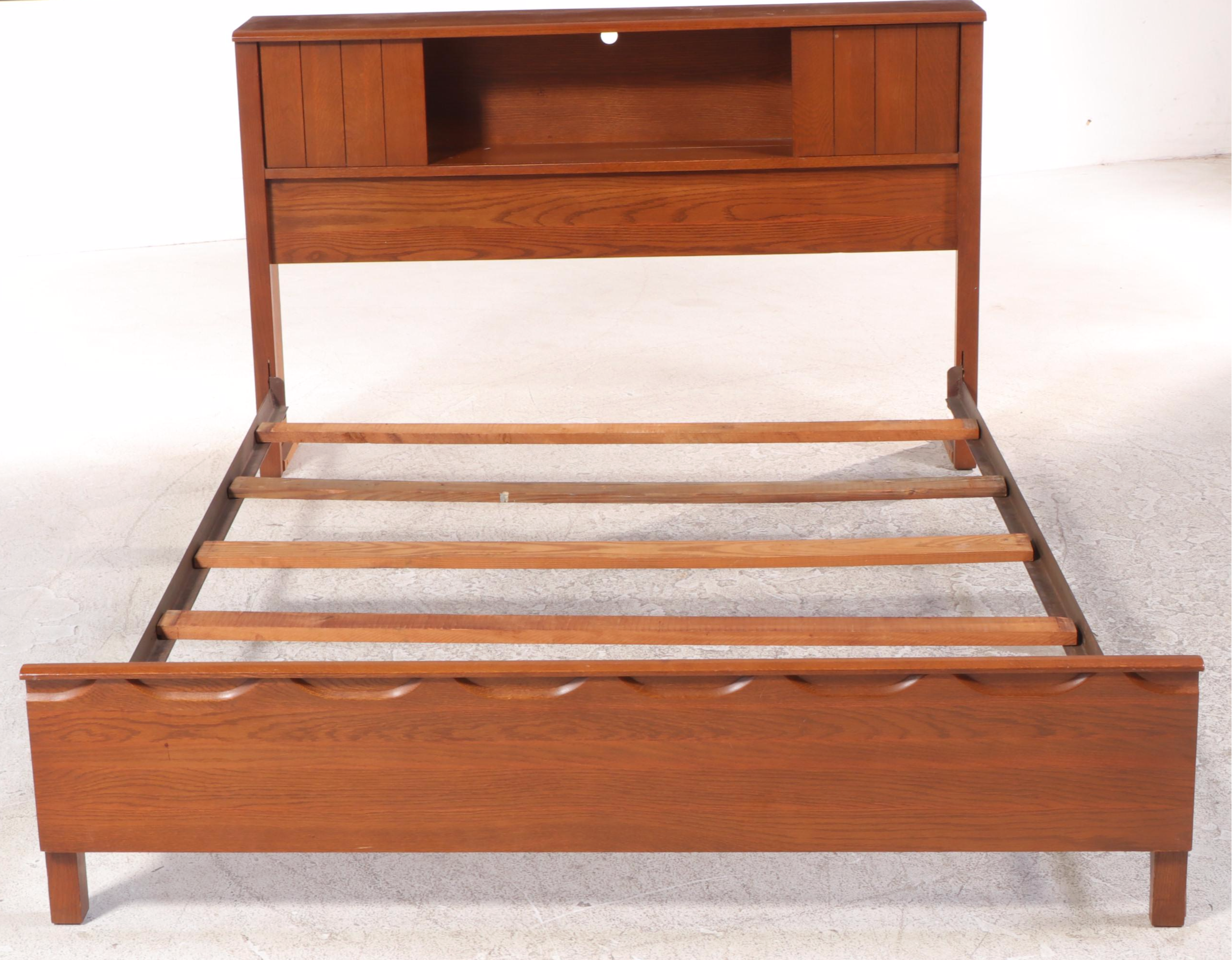 Cavalier Oak Full Size Bed Frame, Mid-20th Century