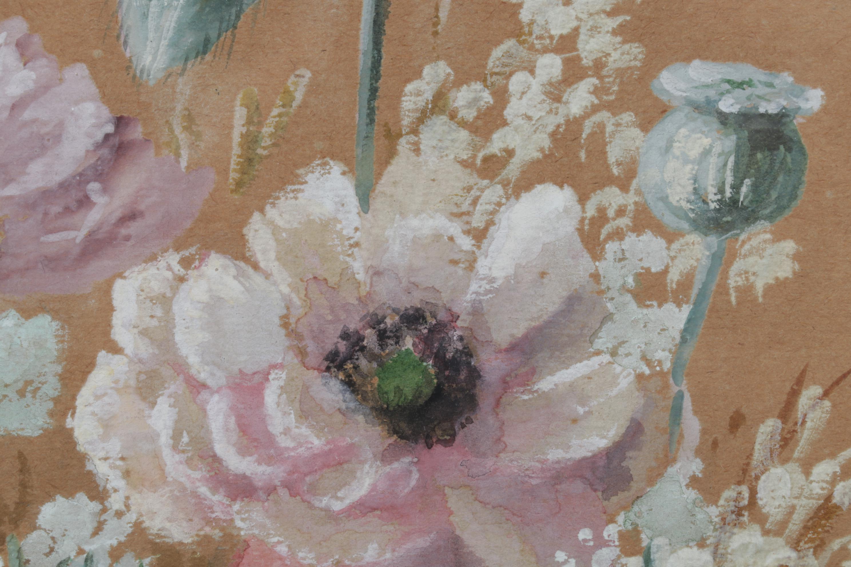 Helen A. Pressey Watercolor and Gouache Painting of Flowers, Early 20th Century