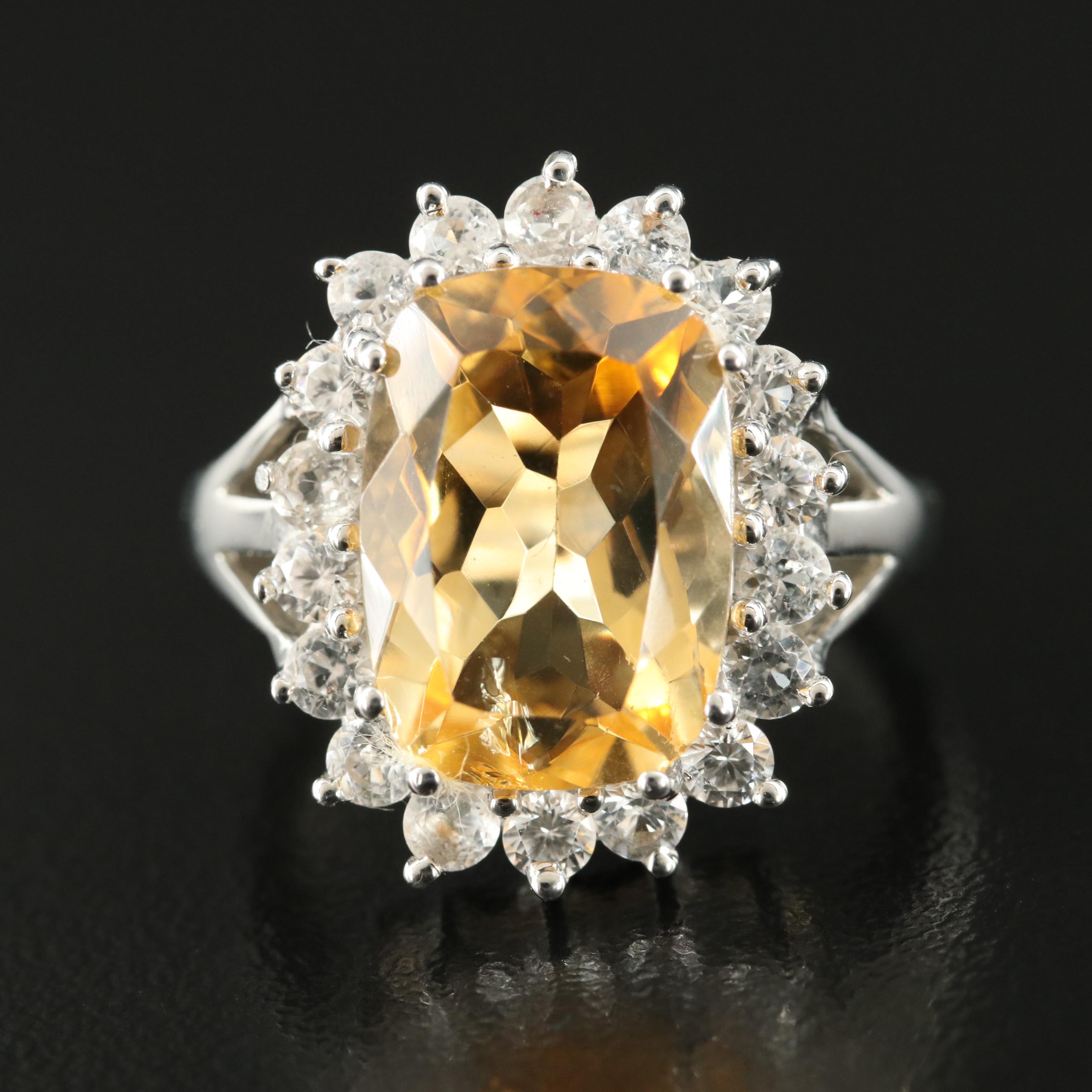 Sterling Citrine and White Topaz Ring