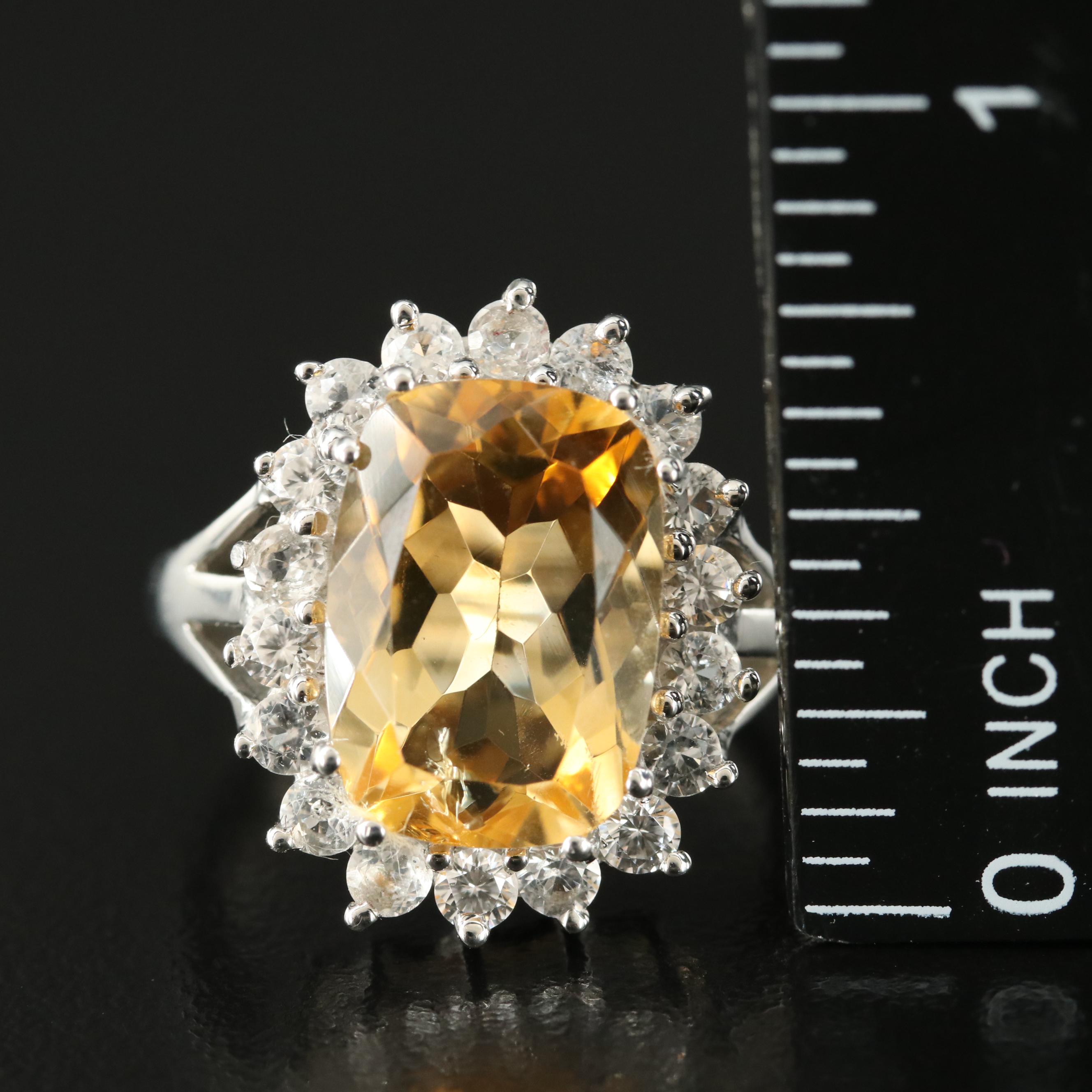 Sterling Citrine and White Topaz Ring
