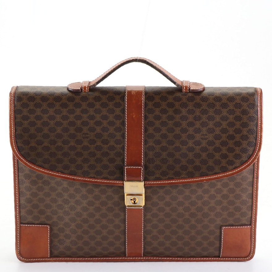 Celine Macadam Coated Canvas and Leather Business Bag