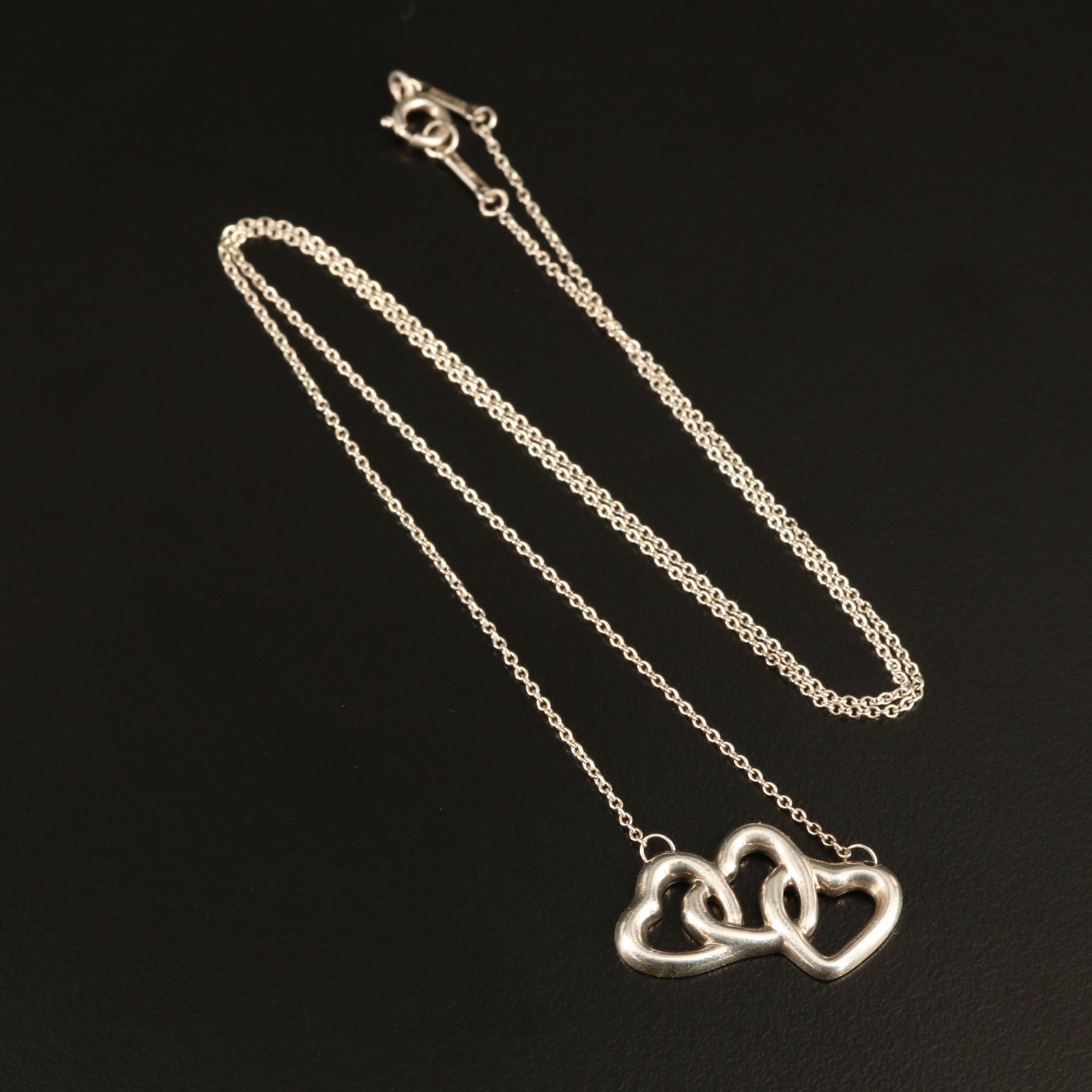 Tiffany & Co. Triple Heart Pendant on Elsa Peretti for Tiffany & Co. Chain