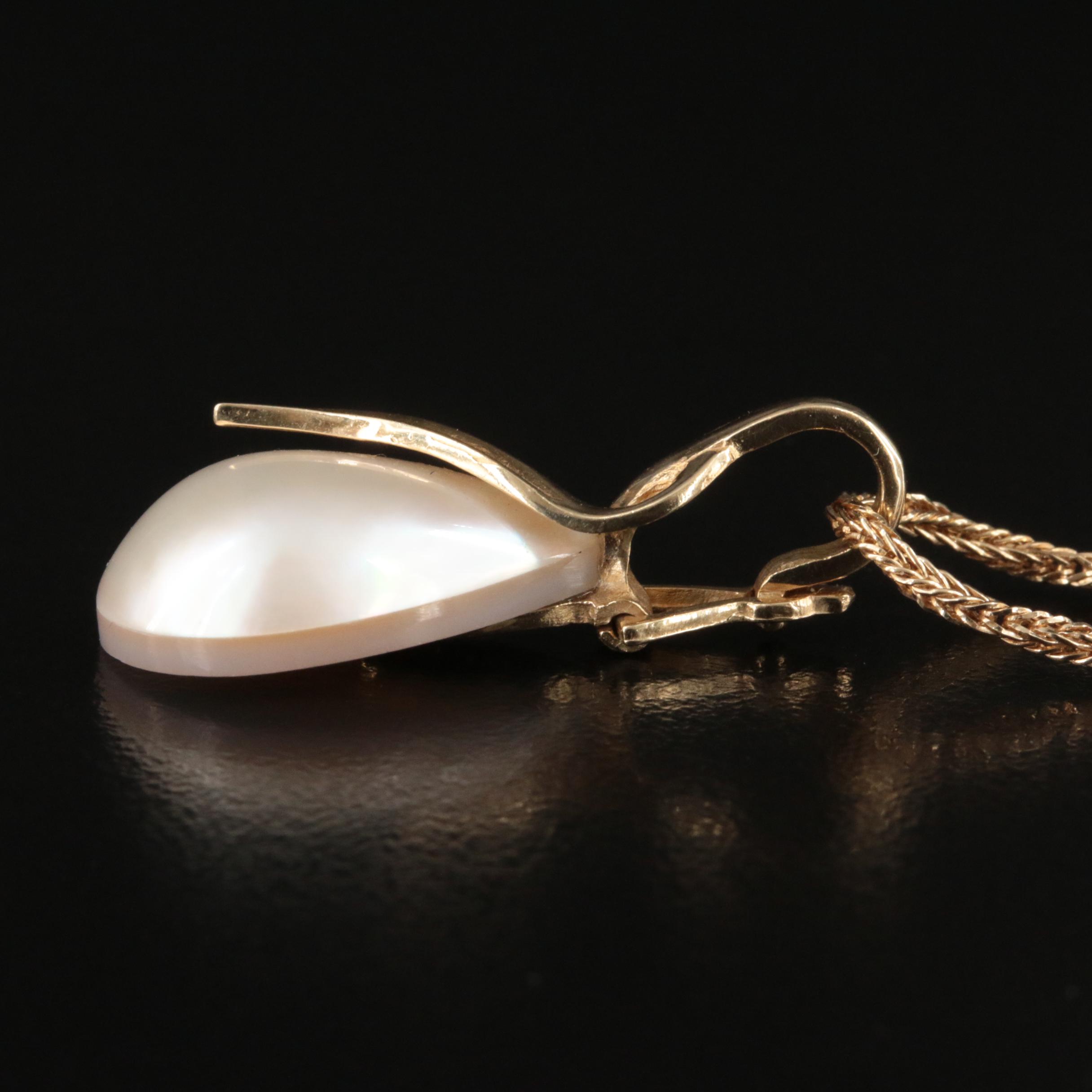 14K Pearl Teardrop Enhancer Pendant Necklace