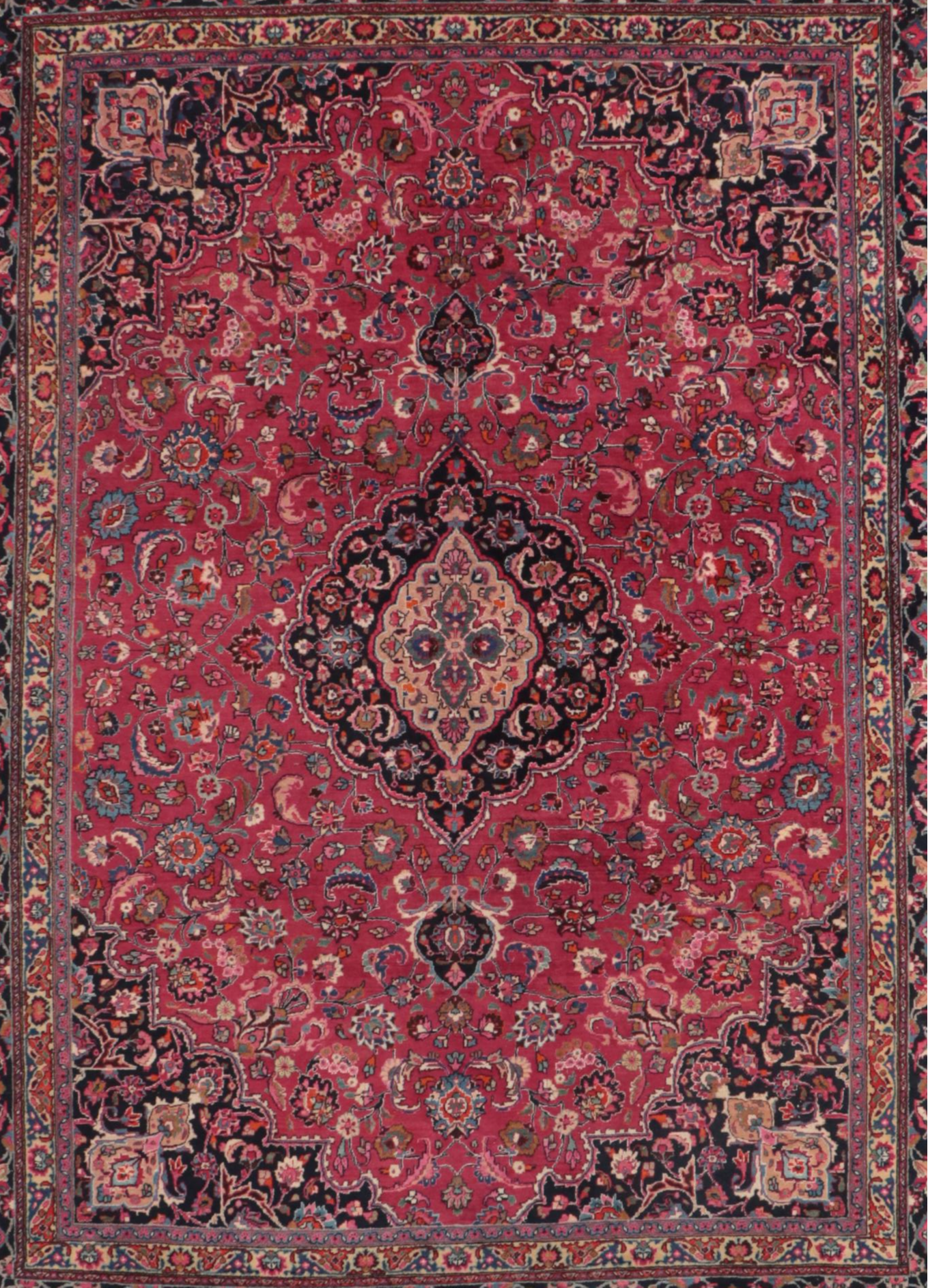 10' x 13'6 Hand-Knotted Persian Kashan Room Sized Rug