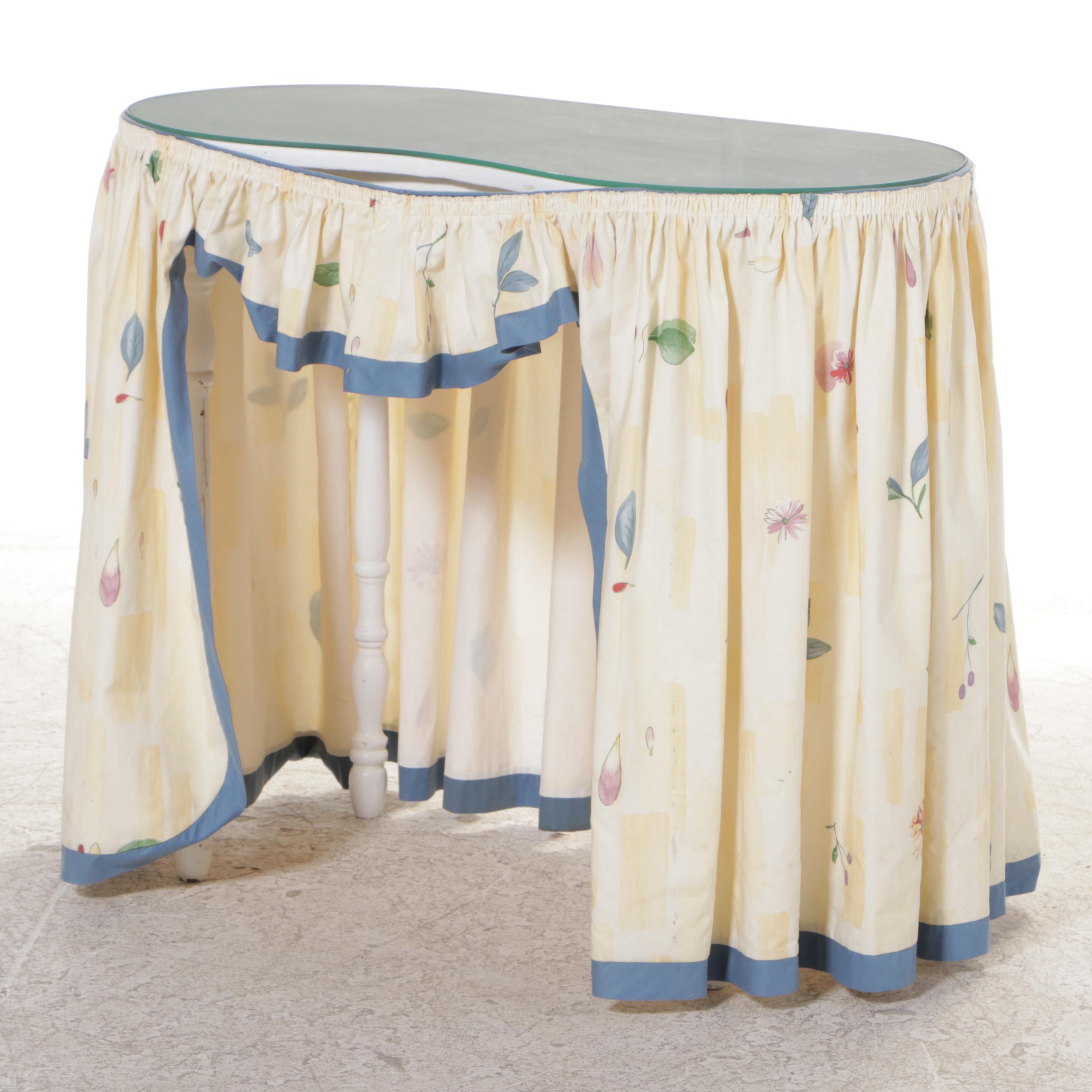 White-Painted and Spindle Turned Vanity Table with Chair