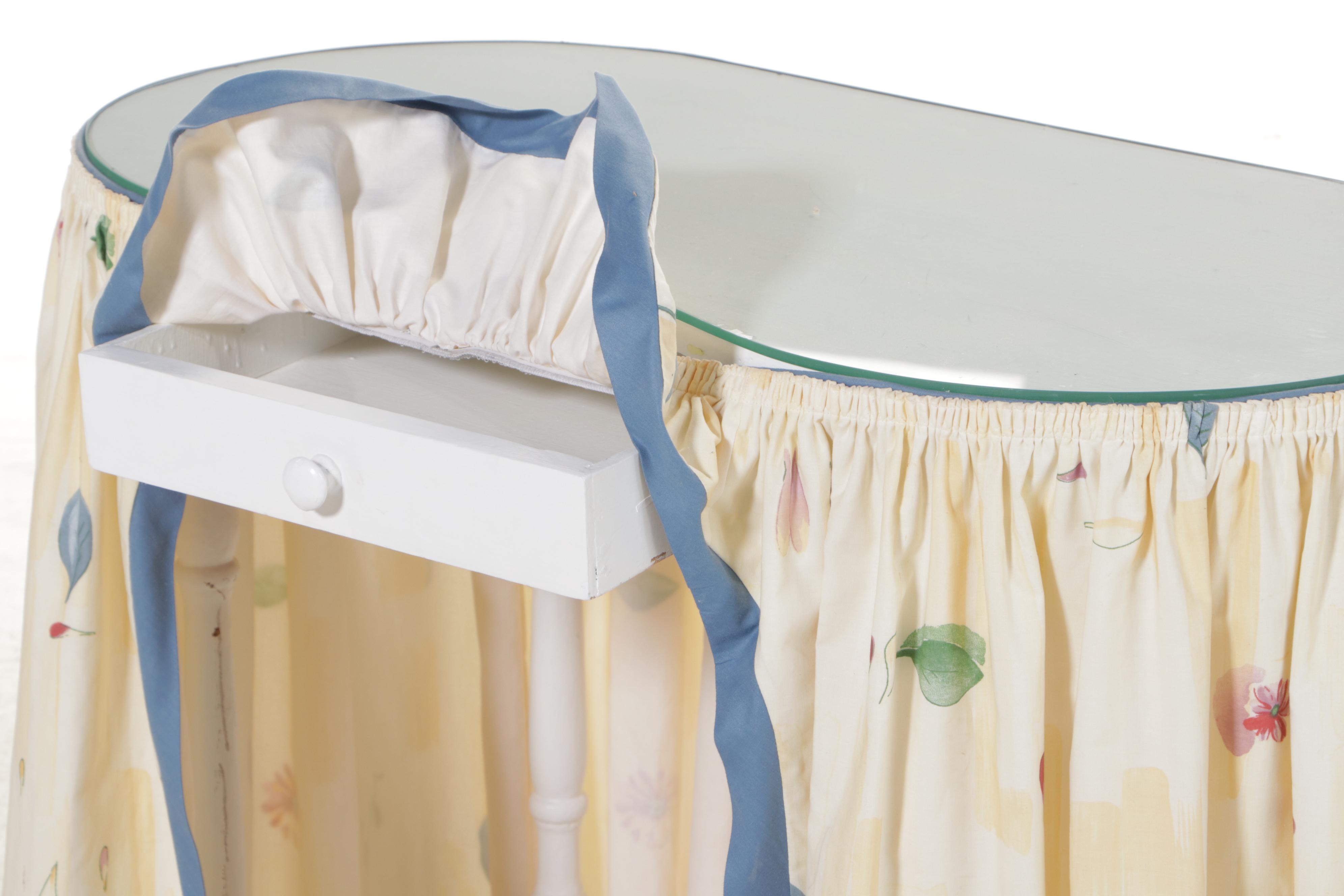 White-Painted and Spindle Turned Vanity Table with Chair