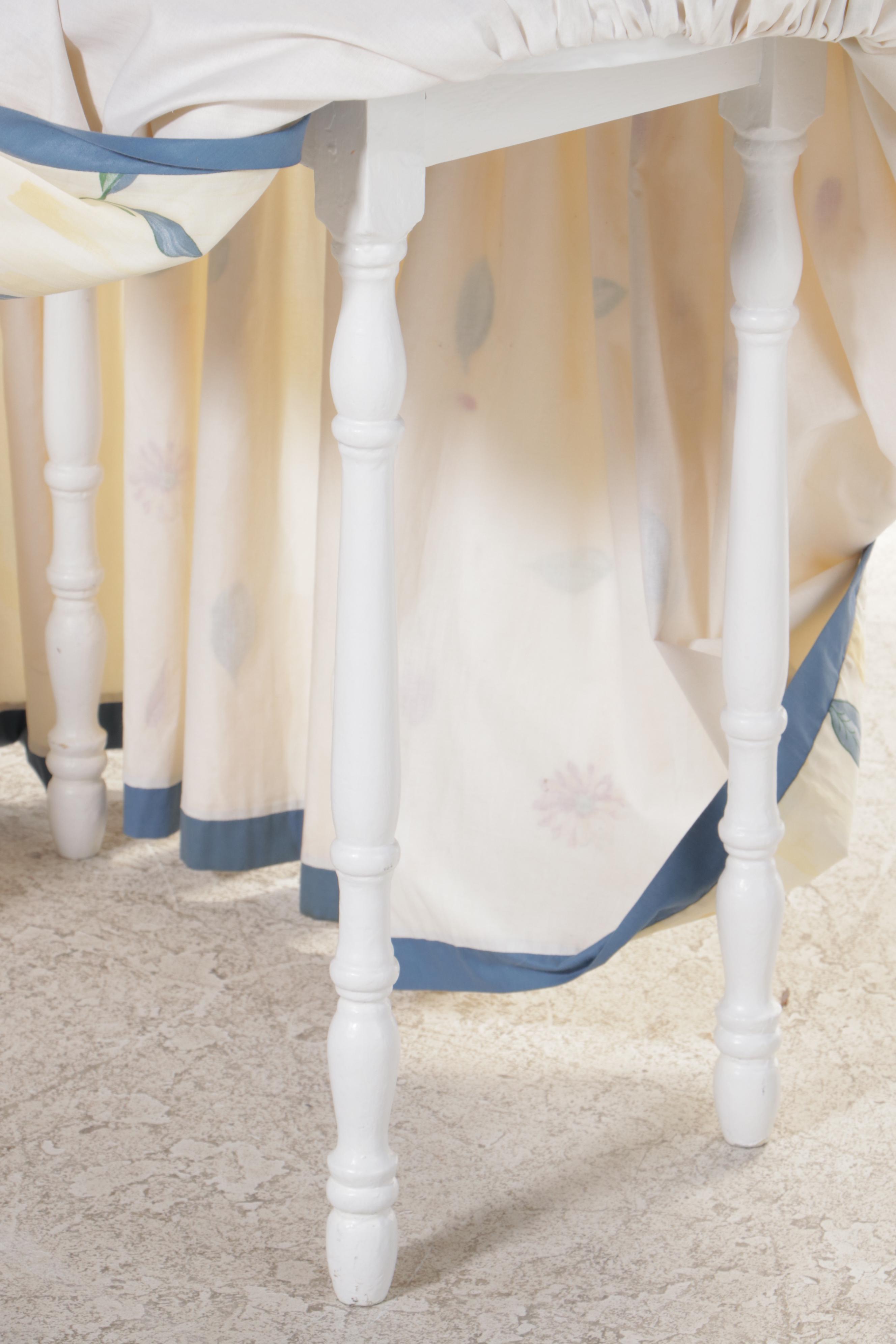 White-Painted and Spindle Turned Vanity Table with Chair