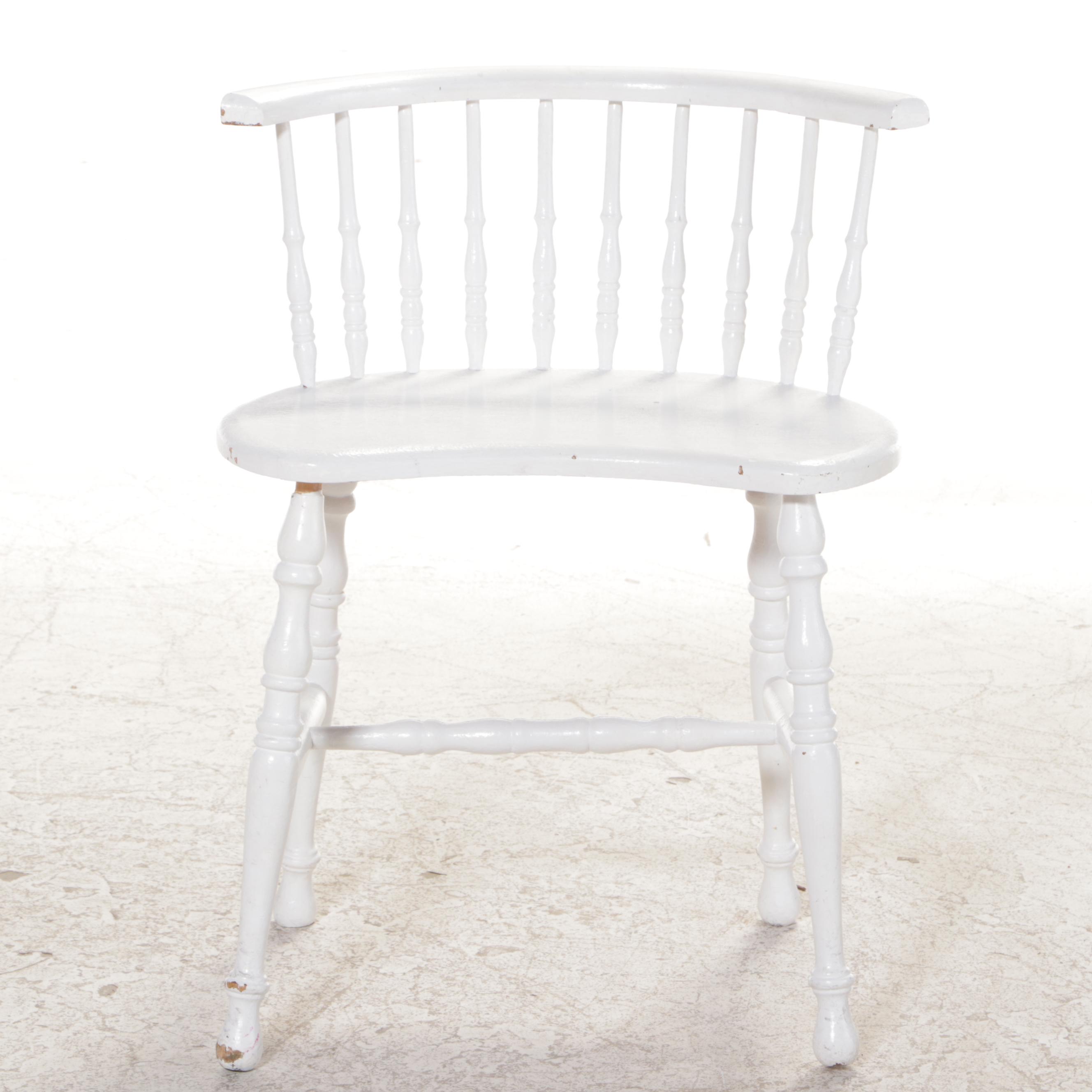 White-Painted and Spindle Turned Vanity Table with Chair