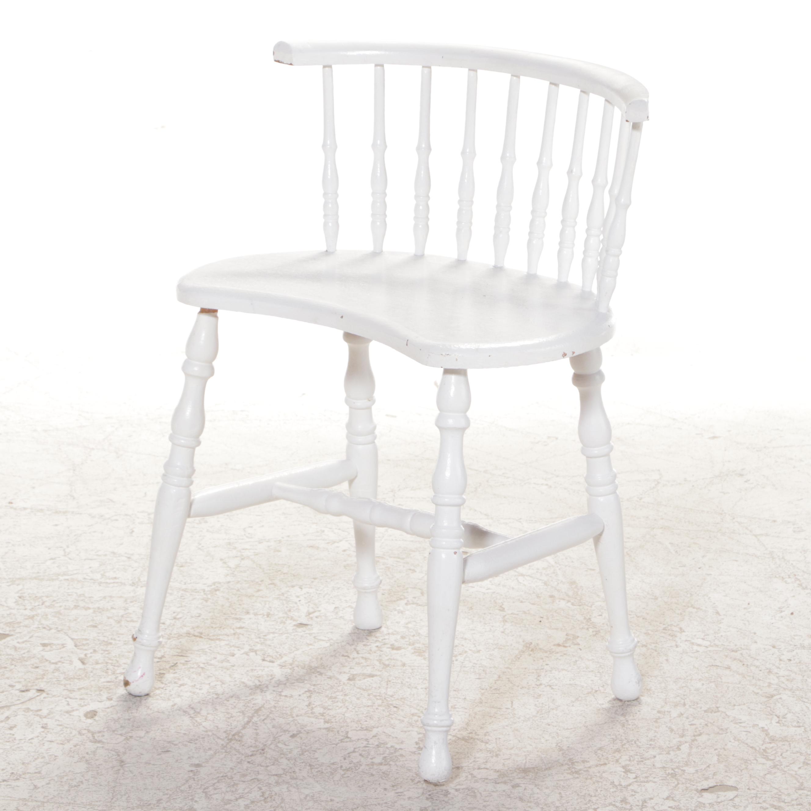White-Painted and Spindle Turned Vanity Table with Chair
