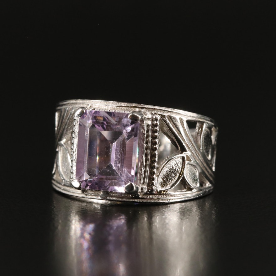 Sterling Amethyst Tapered Ring
