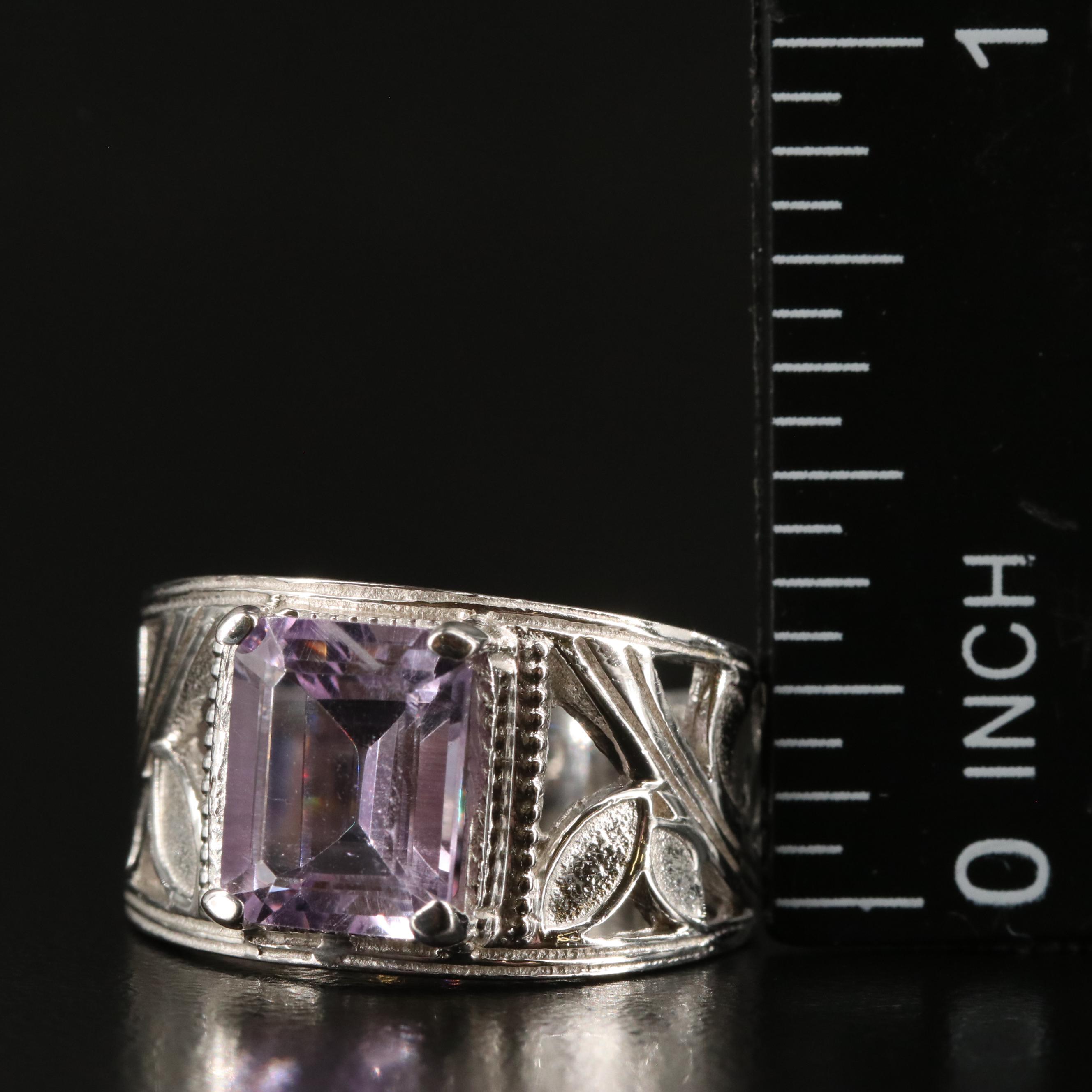 Sterling Amethyst Tapered Ring