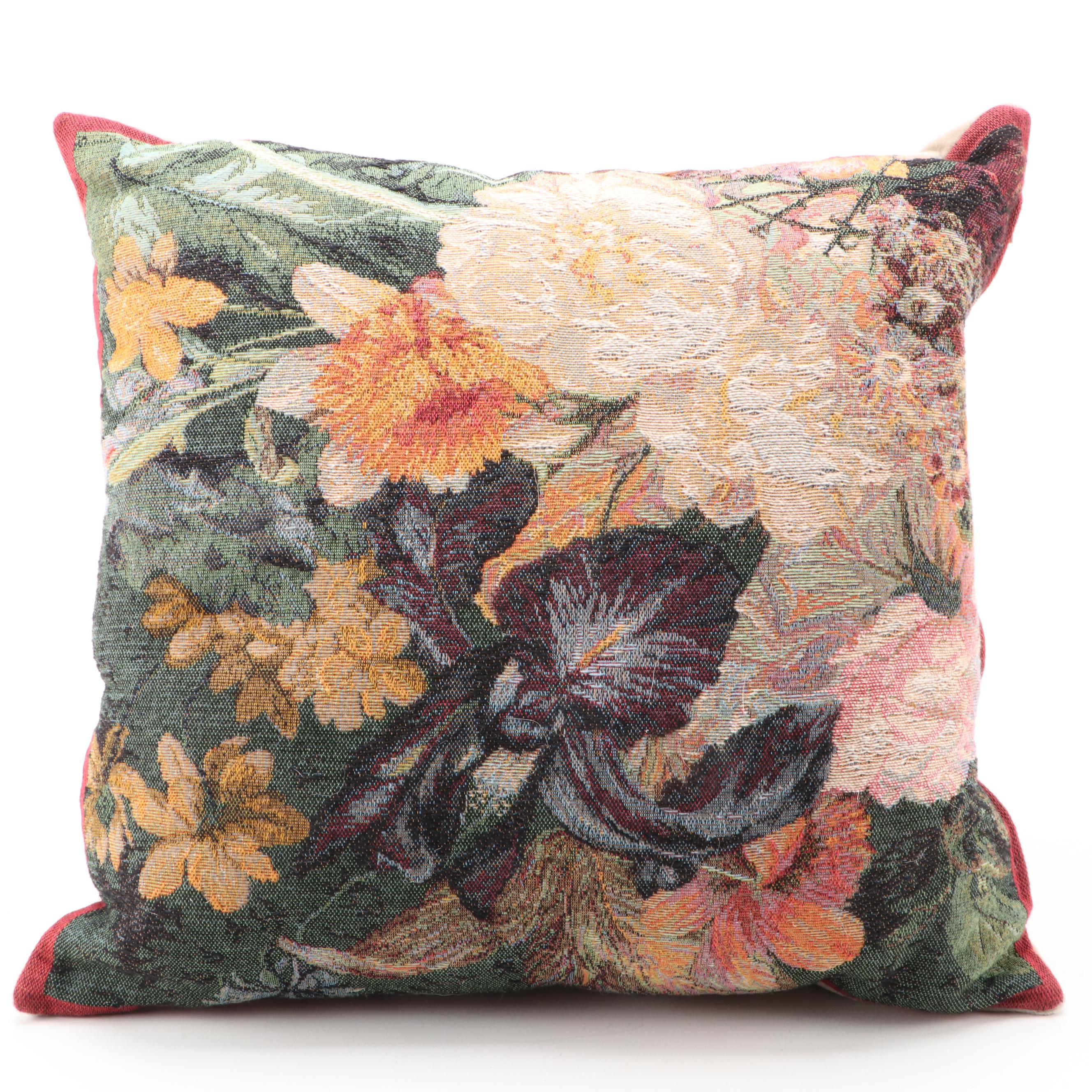 Hines of Oxford Jacquard Tapestry Floral Motif Throw Pillows
