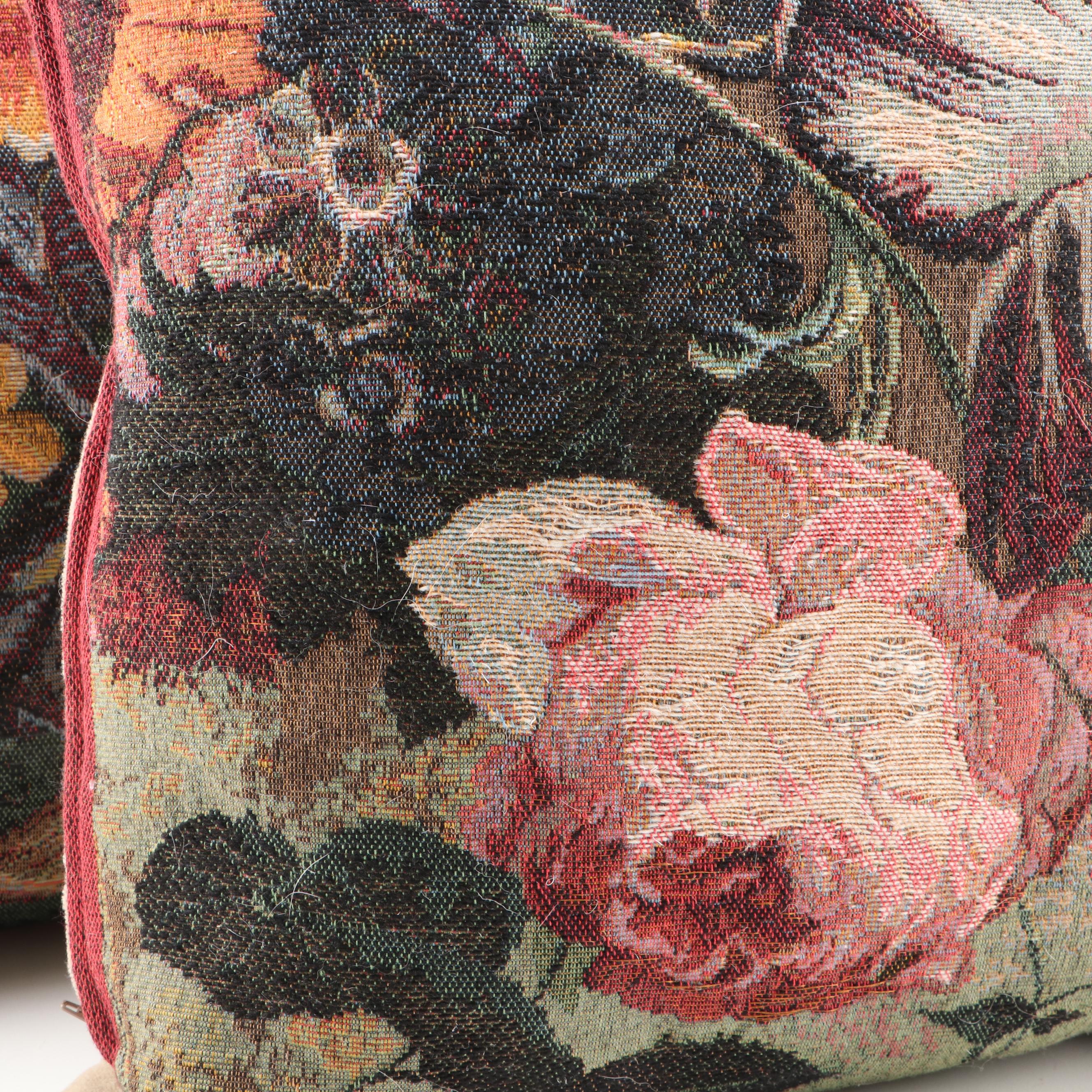 Hines of Oxford Jacquard Tapestry Floral Motif Throw Pillows