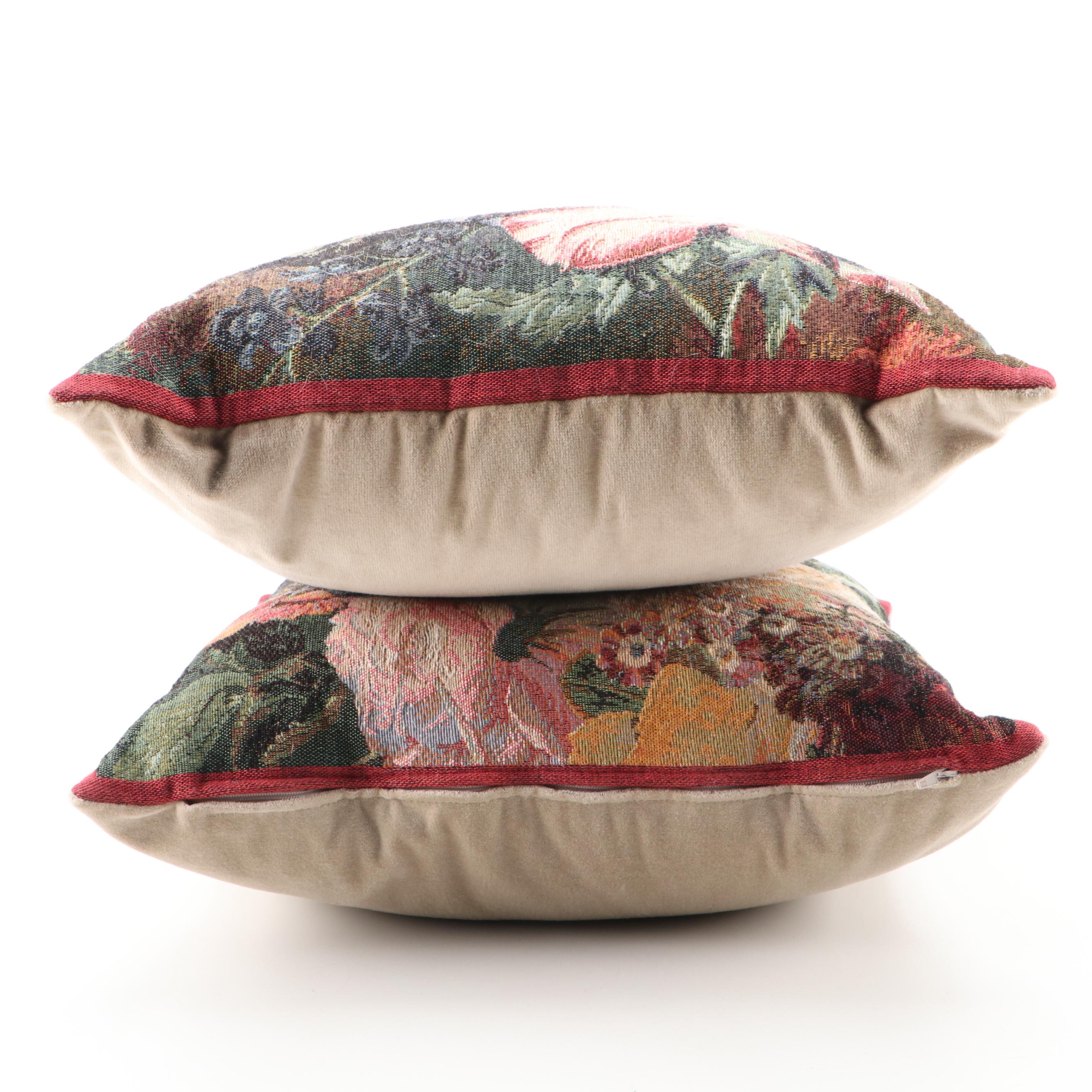 Hines of Oxford Jacquard Tapestry Floral Motif Throw Pillows