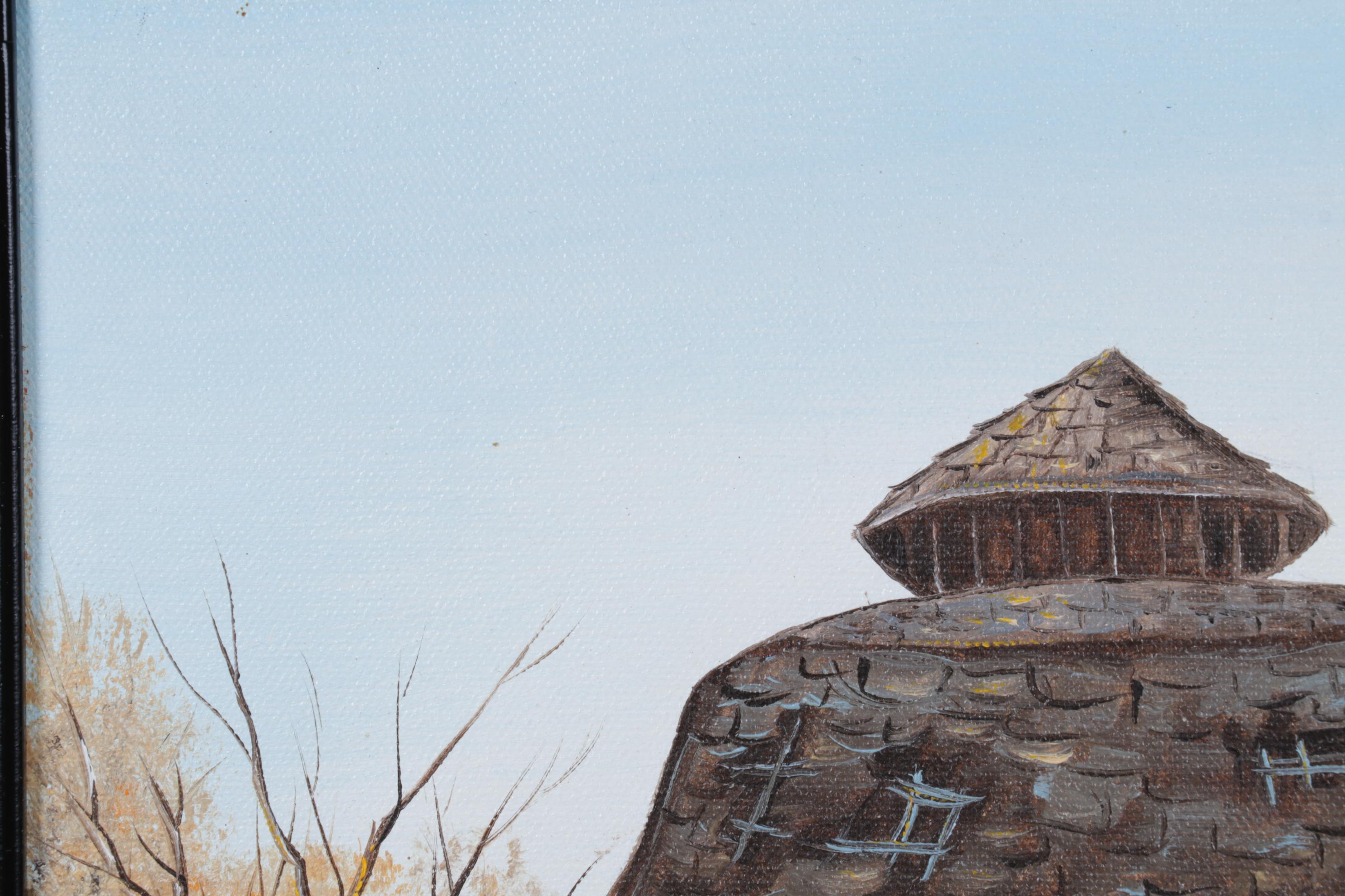 Martha Starr Oil Painting of Dilapidated Rural Building, 21st Century