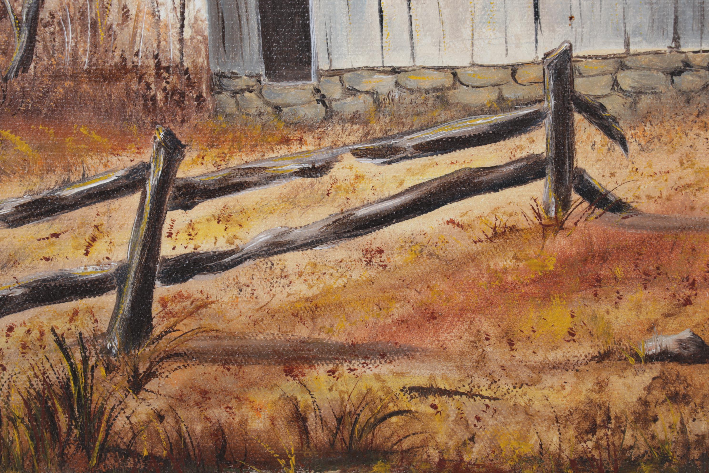 Martha Starr Oil Painting of Dilapidated Rural Building, 21st Century