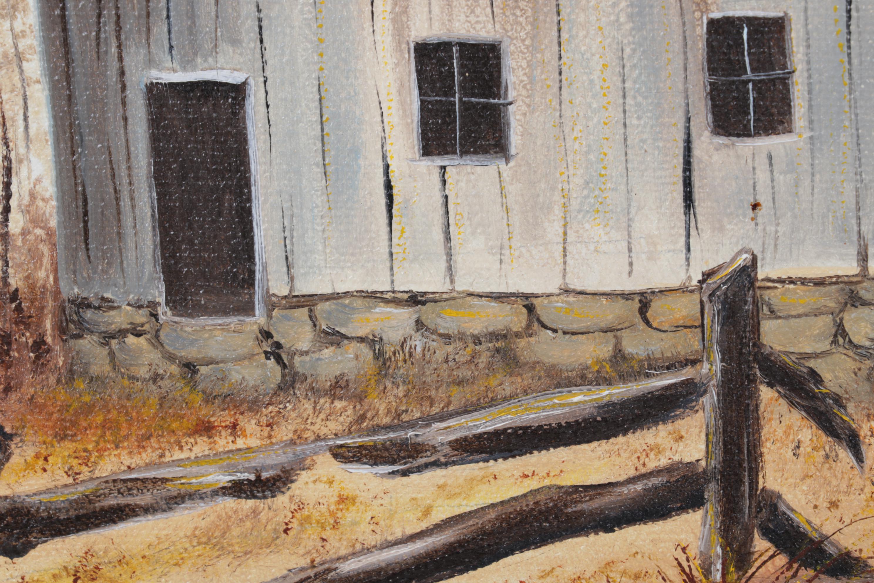 Martha Starr Oil Painting of Dilapidated Rural Building, 21st Century
