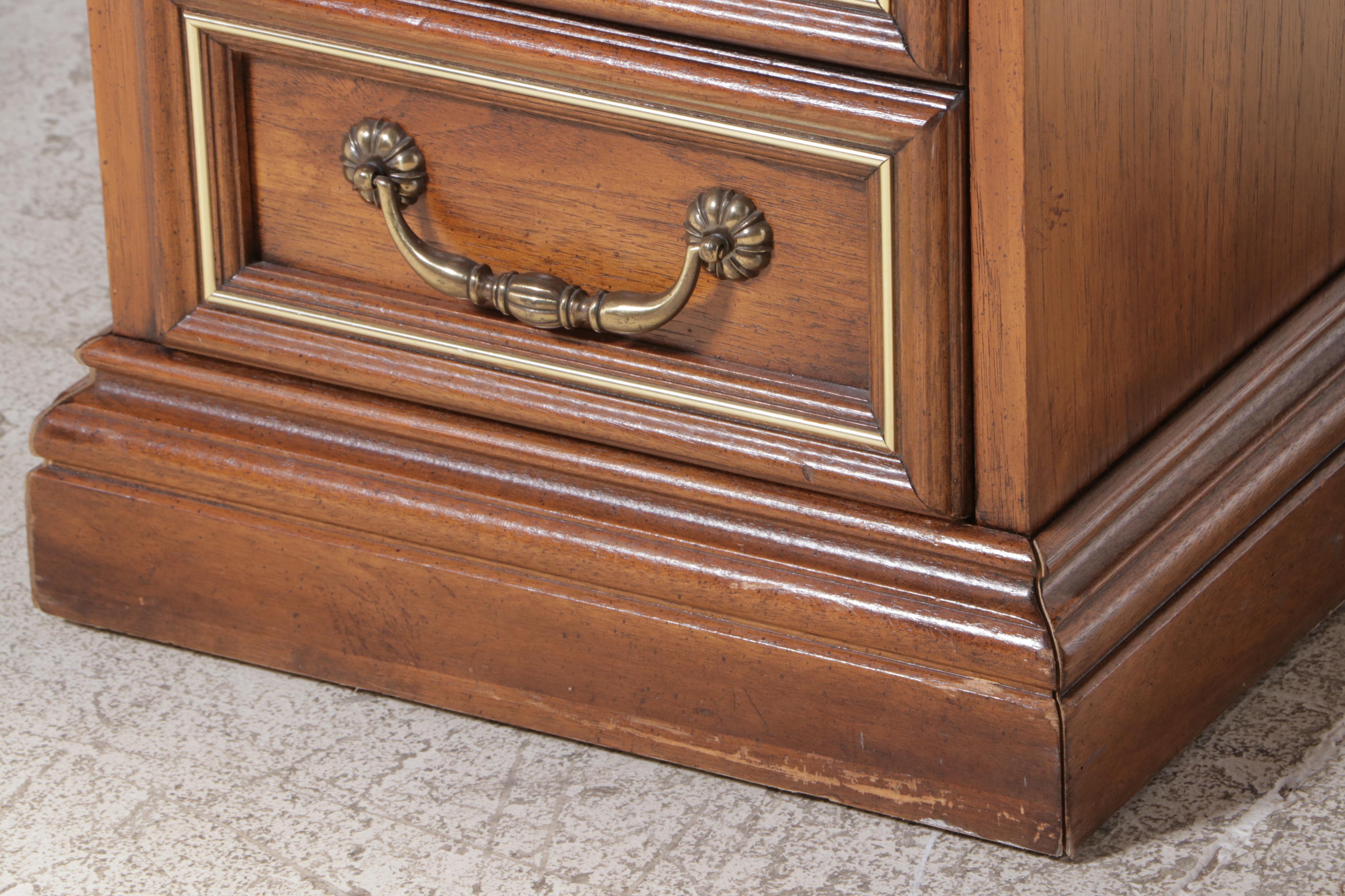 Pecan and Burlwood Top Kneehole Desk, Mid to Late 20th Century