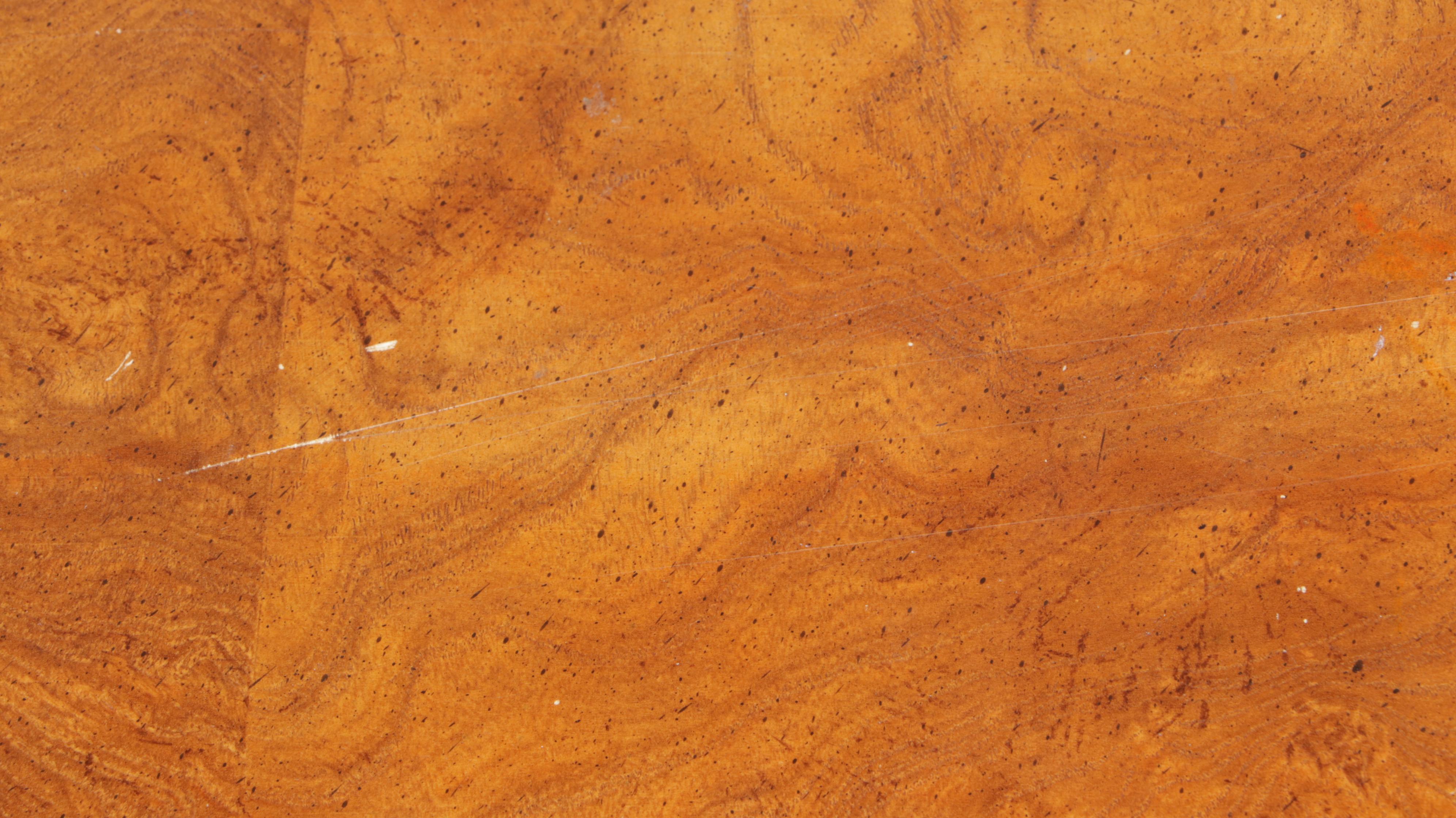 Pecan and Burlwood Top Kneehole Desk, Mid to Late 20th Century