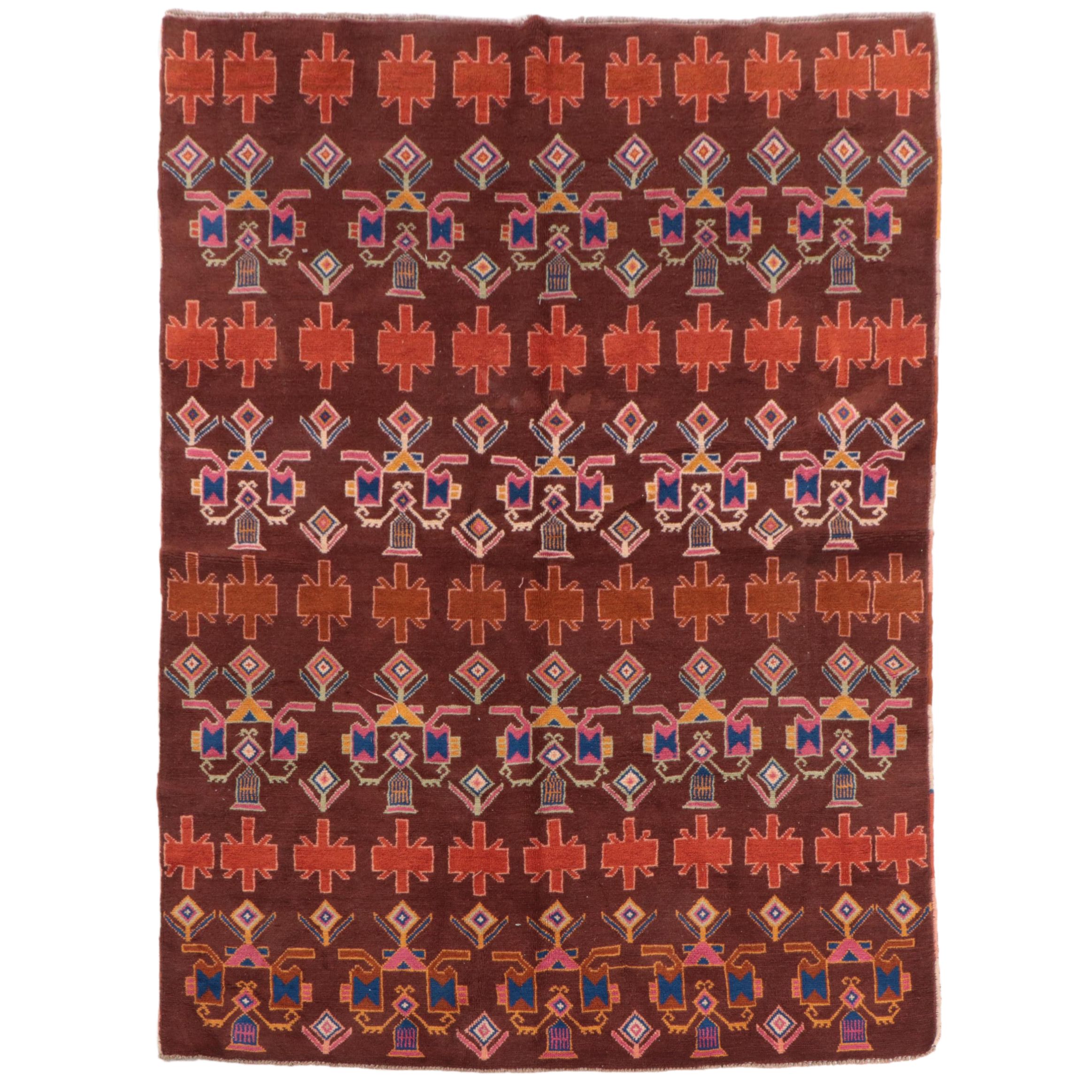 6'1 x 8'6 Hand-Knotted Afghan Baluch Area Rug