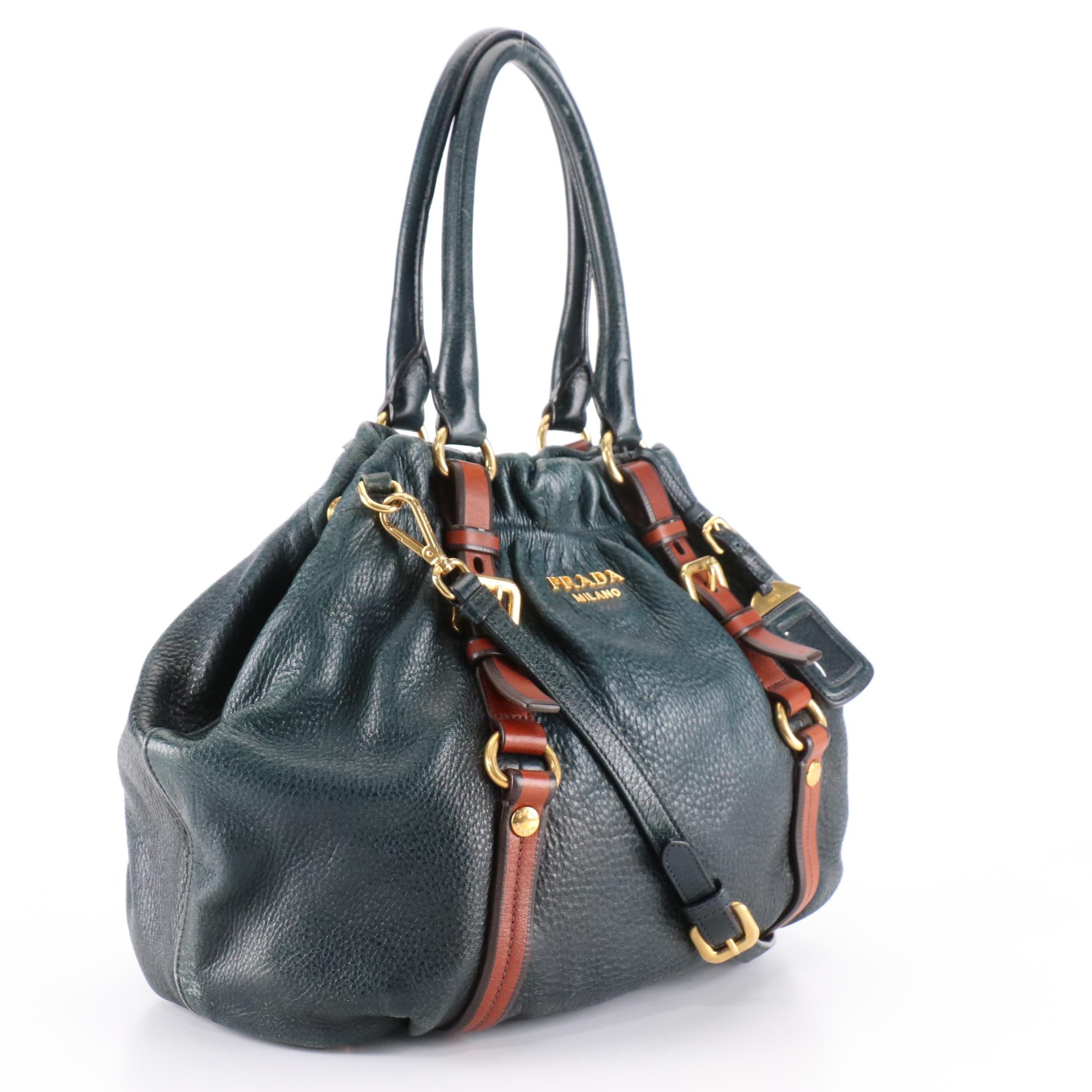 Prada Leather Buckle Strap Two-Way Shoulder Bag