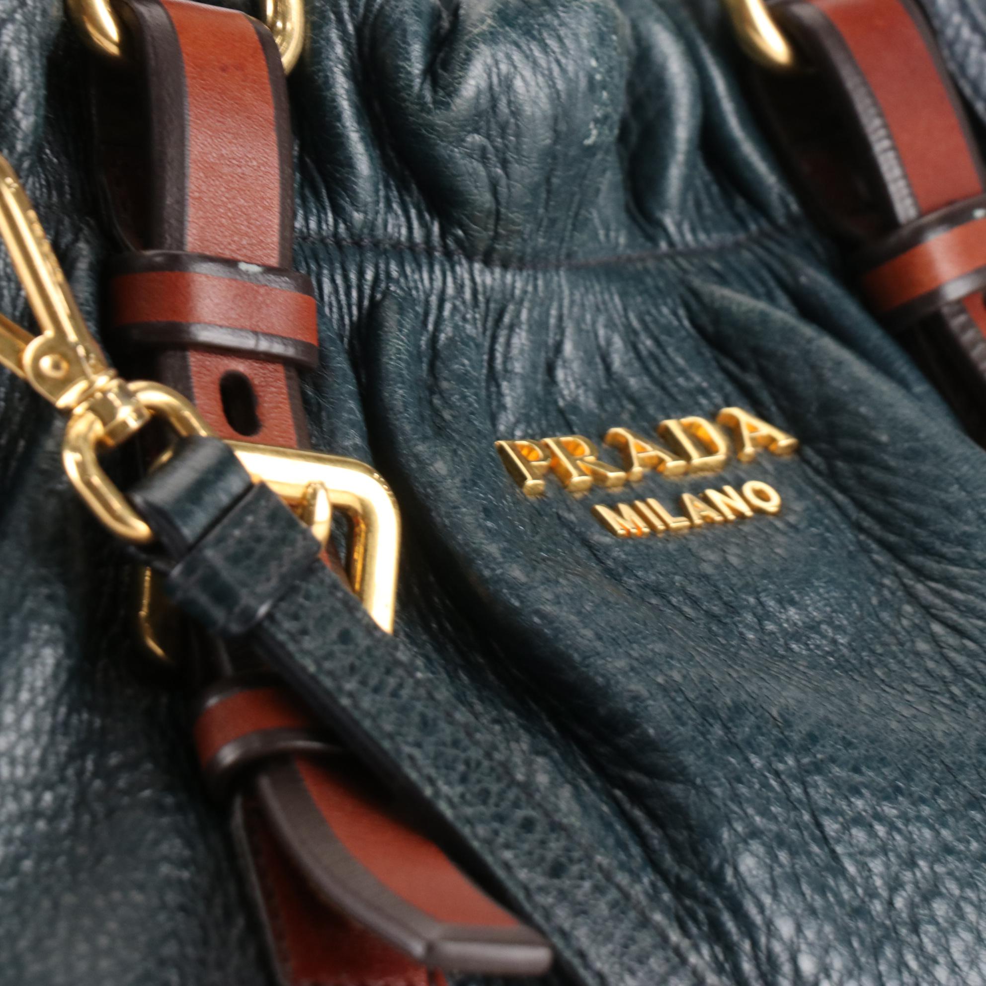 Prada Leather Buckle Strap Two-Way Shoulder Bag
