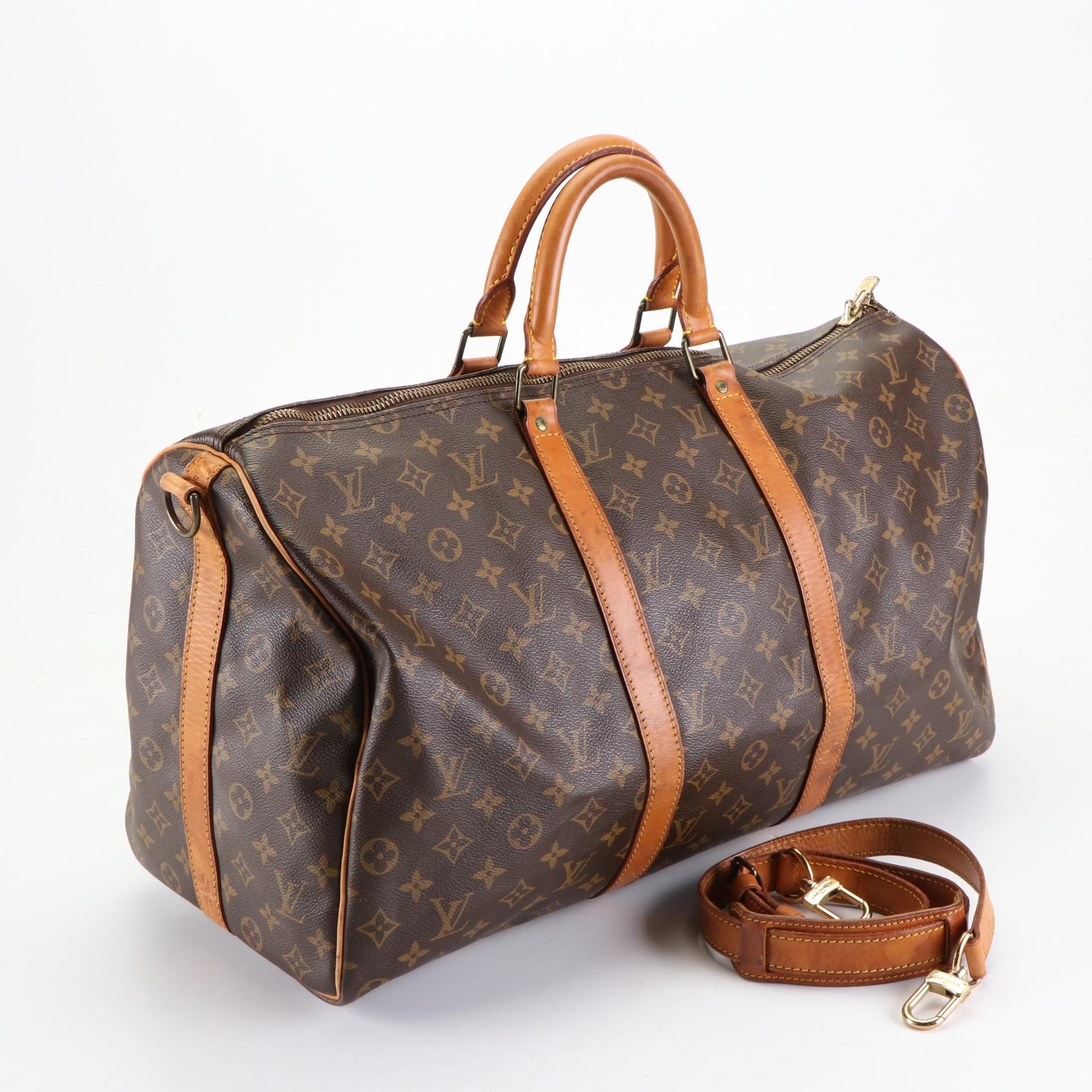 Louis Vuitton Keepall Bandoulière 50 Duffle Bag in Monogram Canvas and Leather