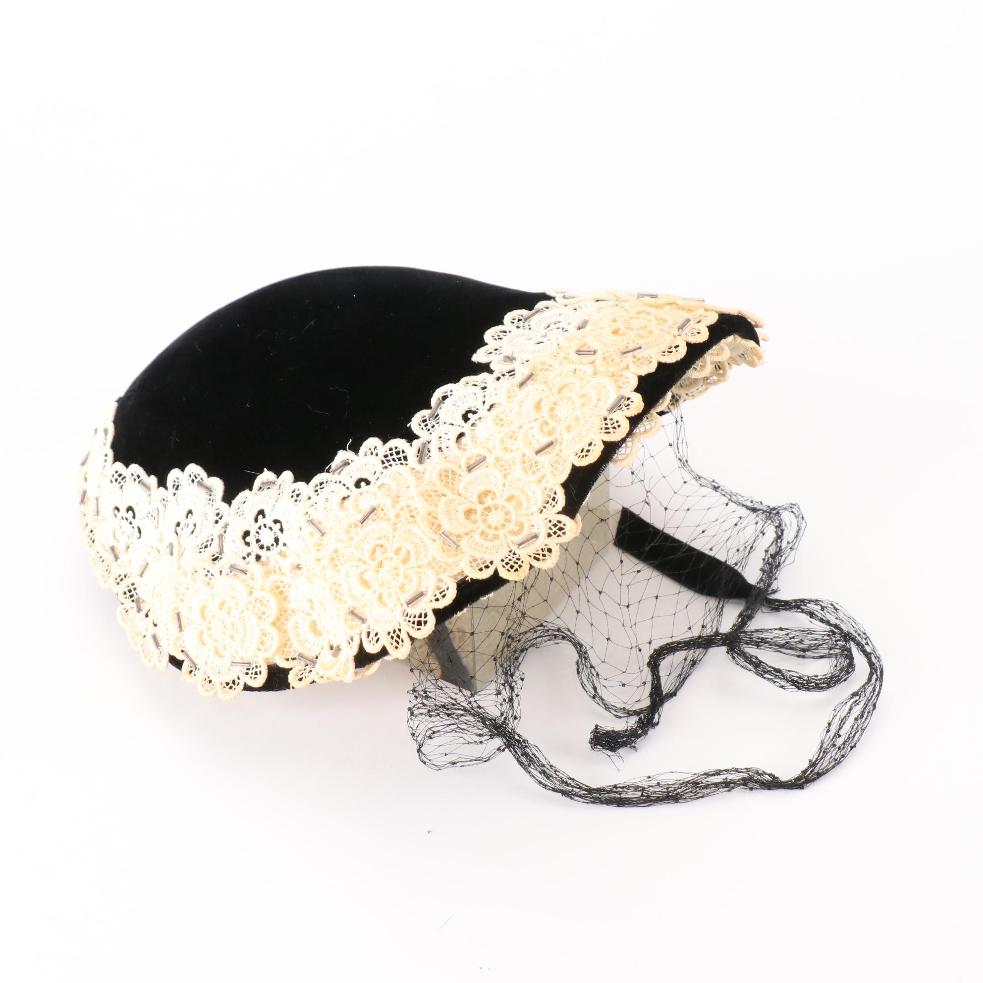 Oppenheim Collins, Chapeaux and Other Lace Trim, Embroidered and Felt Hats