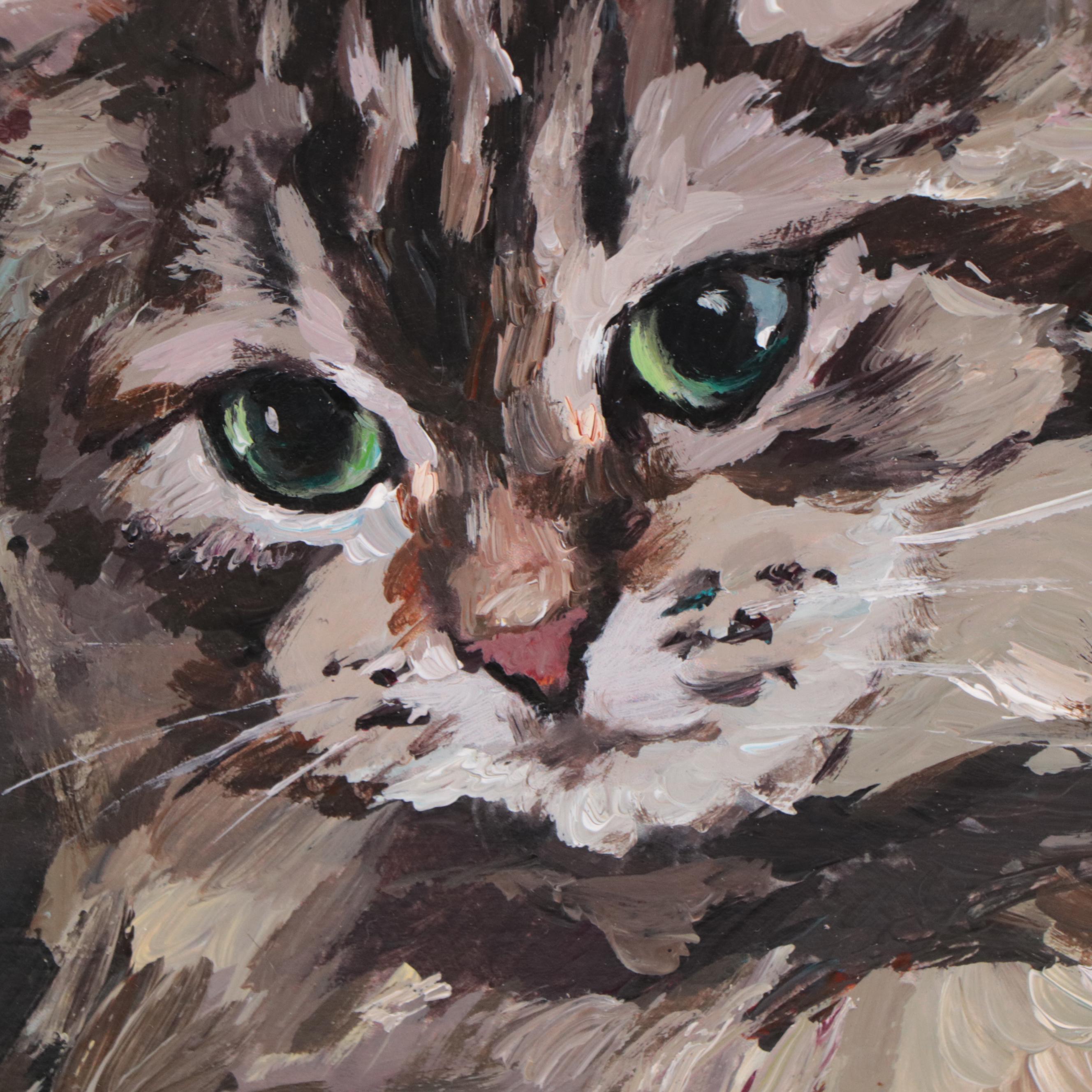 Adam Deda Oil Painting "Cat and Fish," 2022