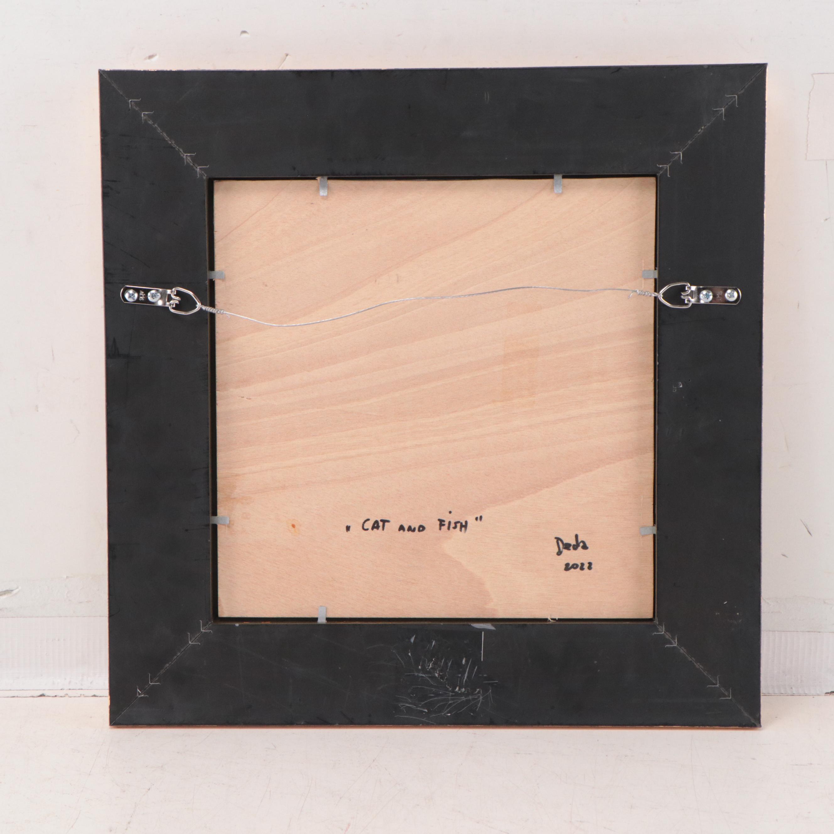 Adam Deda Oil Painting "Cat and Fish," 2022