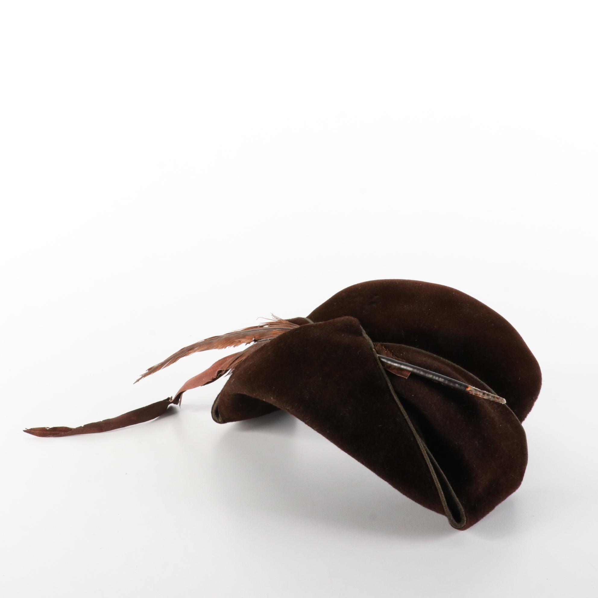 Feathered Fur Felt Calot with Felt Cloche with Fur Felt and Velvet Cocktail Hats