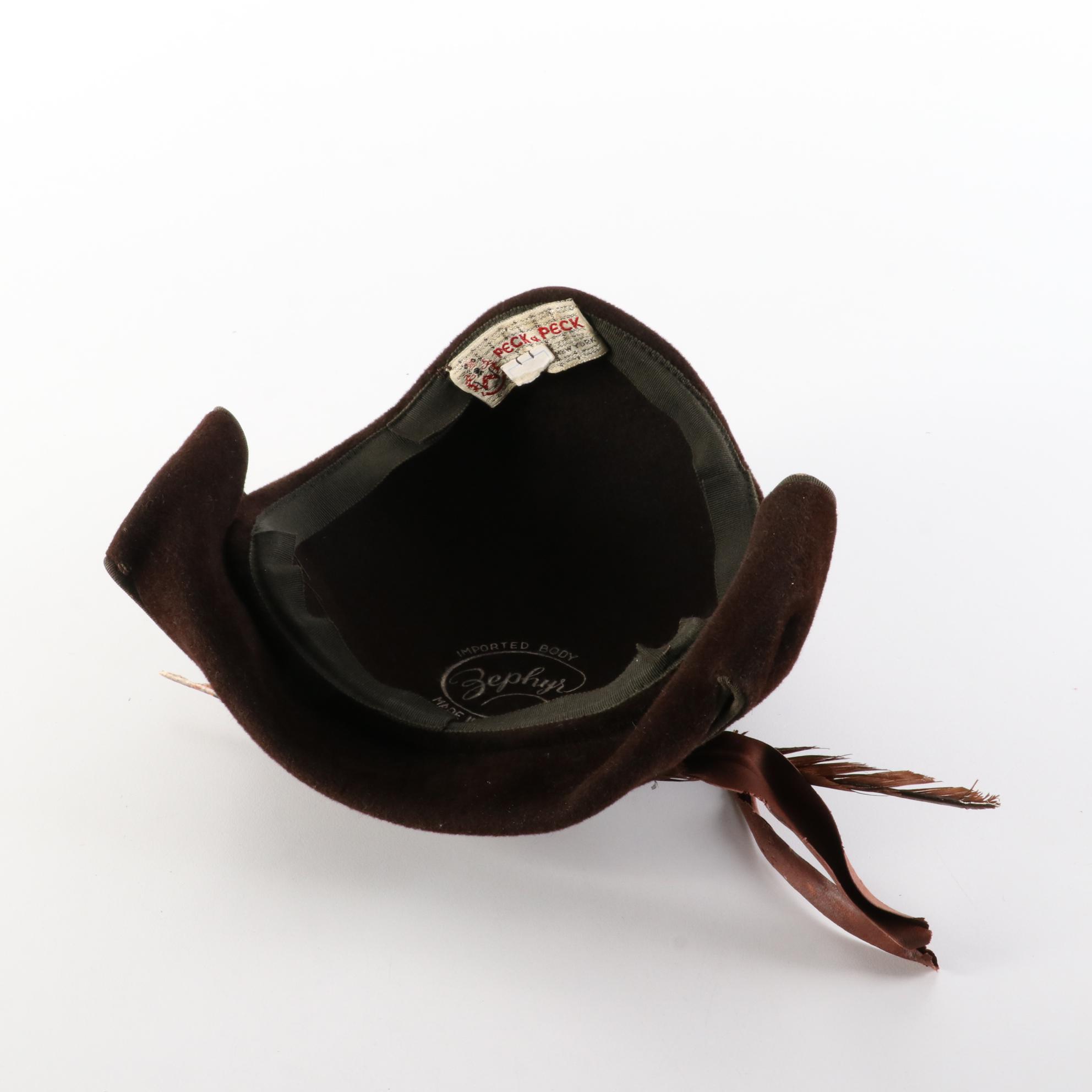 Feathered Fur Felt Calot with Felt Cloche with Fur Felt and Velvet Cocktail Hats