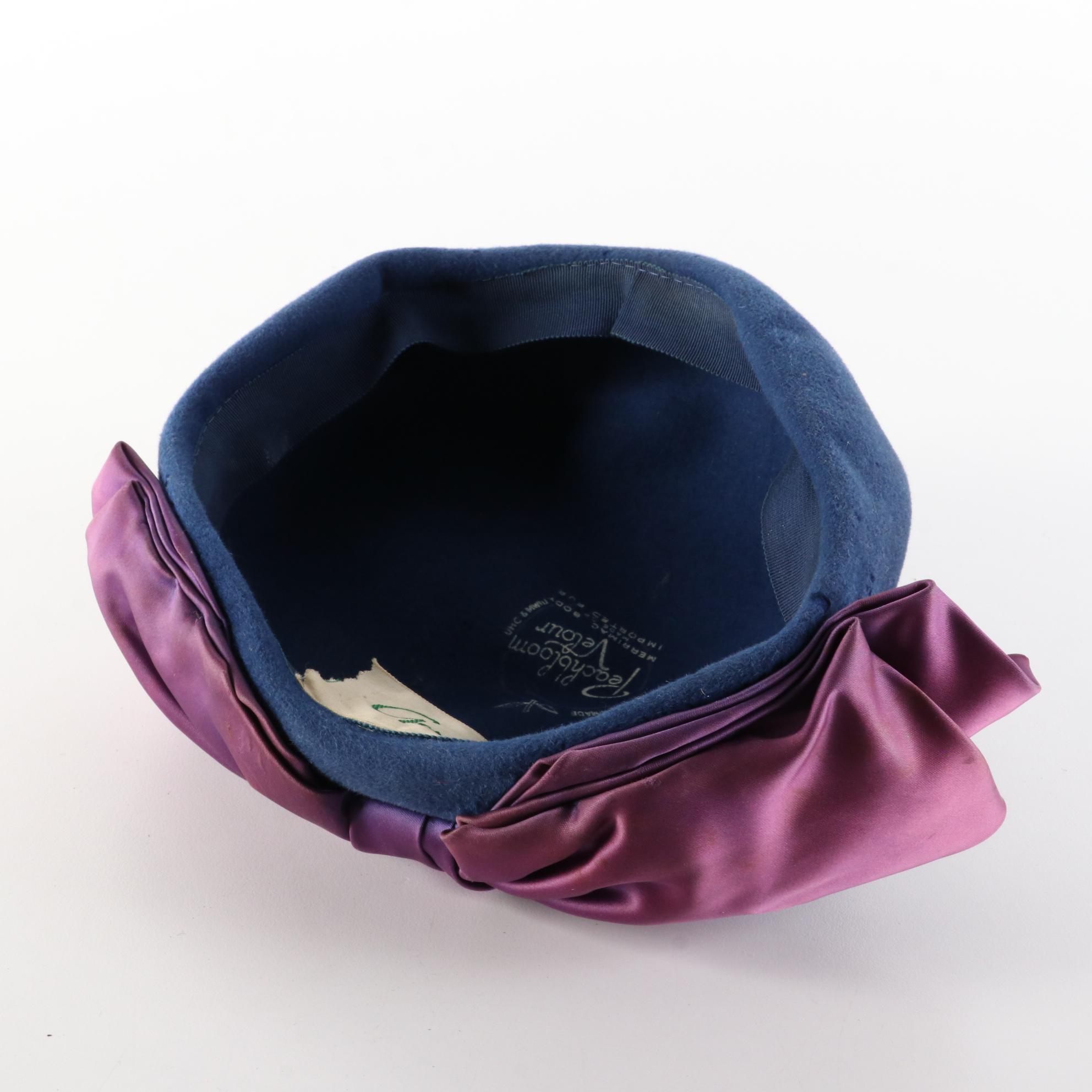 Feathered Fur Felt Calot with Felt Cloche with Fur Felt and Velvet Cocktail Hats