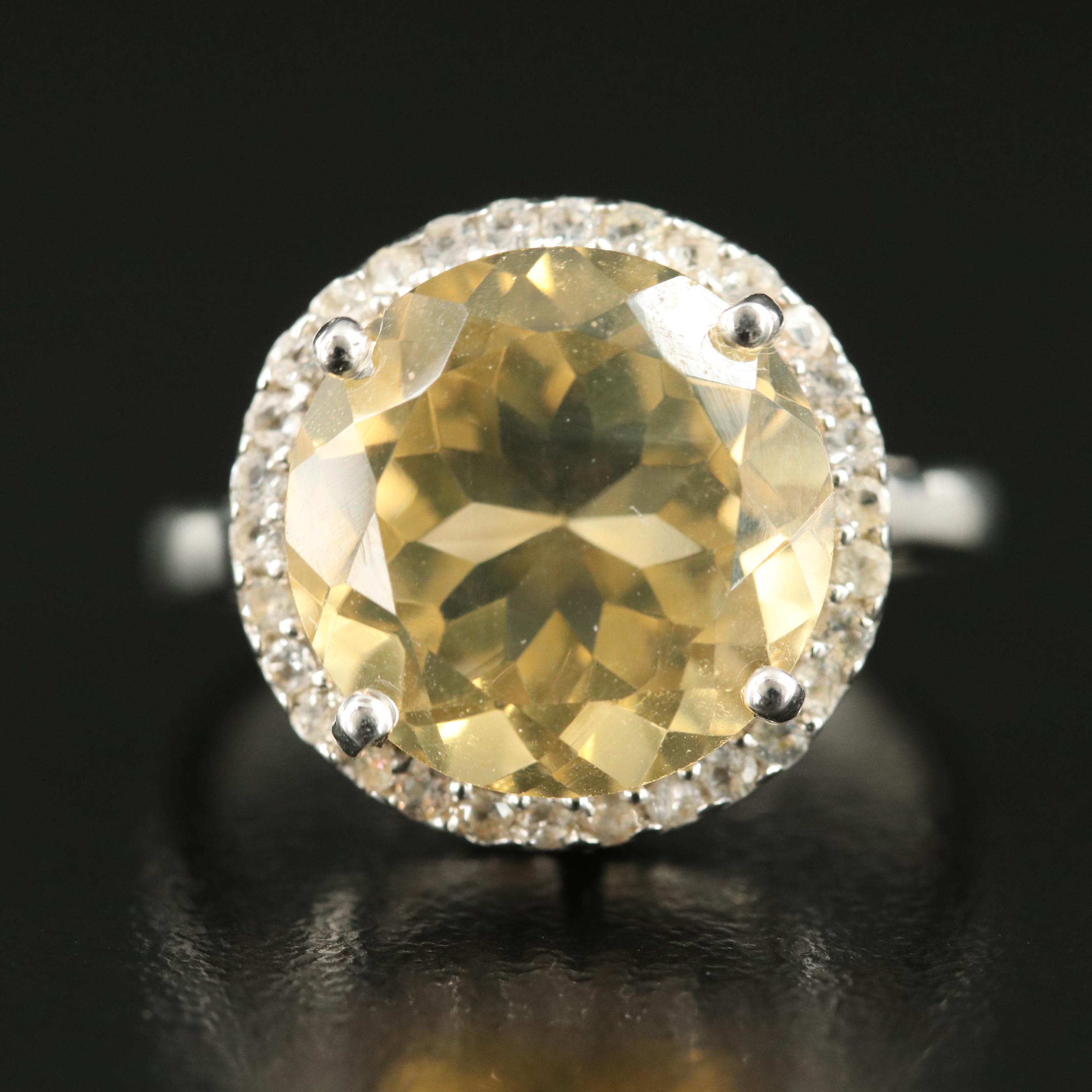 Sterling Citrine and White Topaz Ring