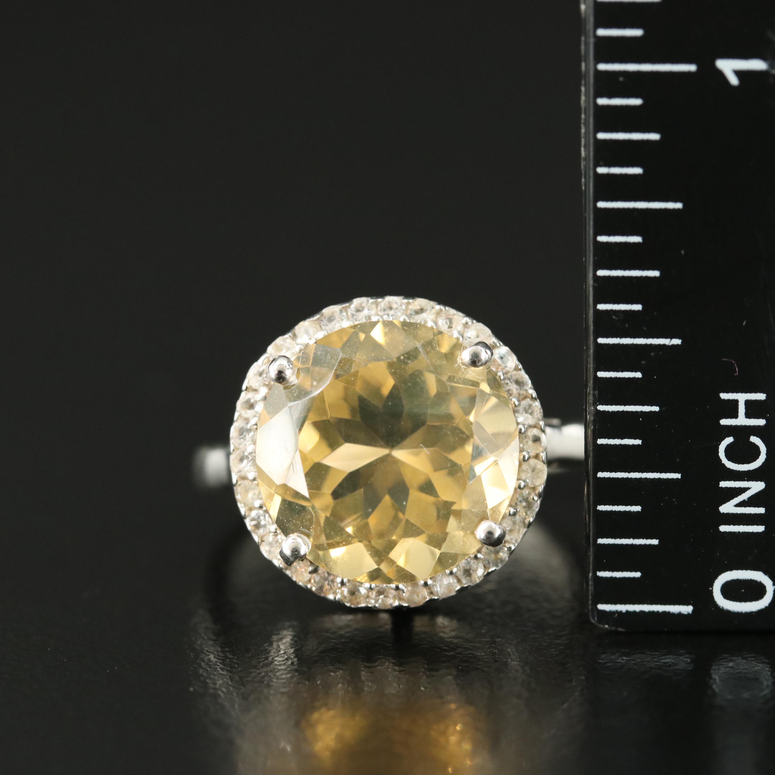 Sterling Citrine and White Topaz Ring
