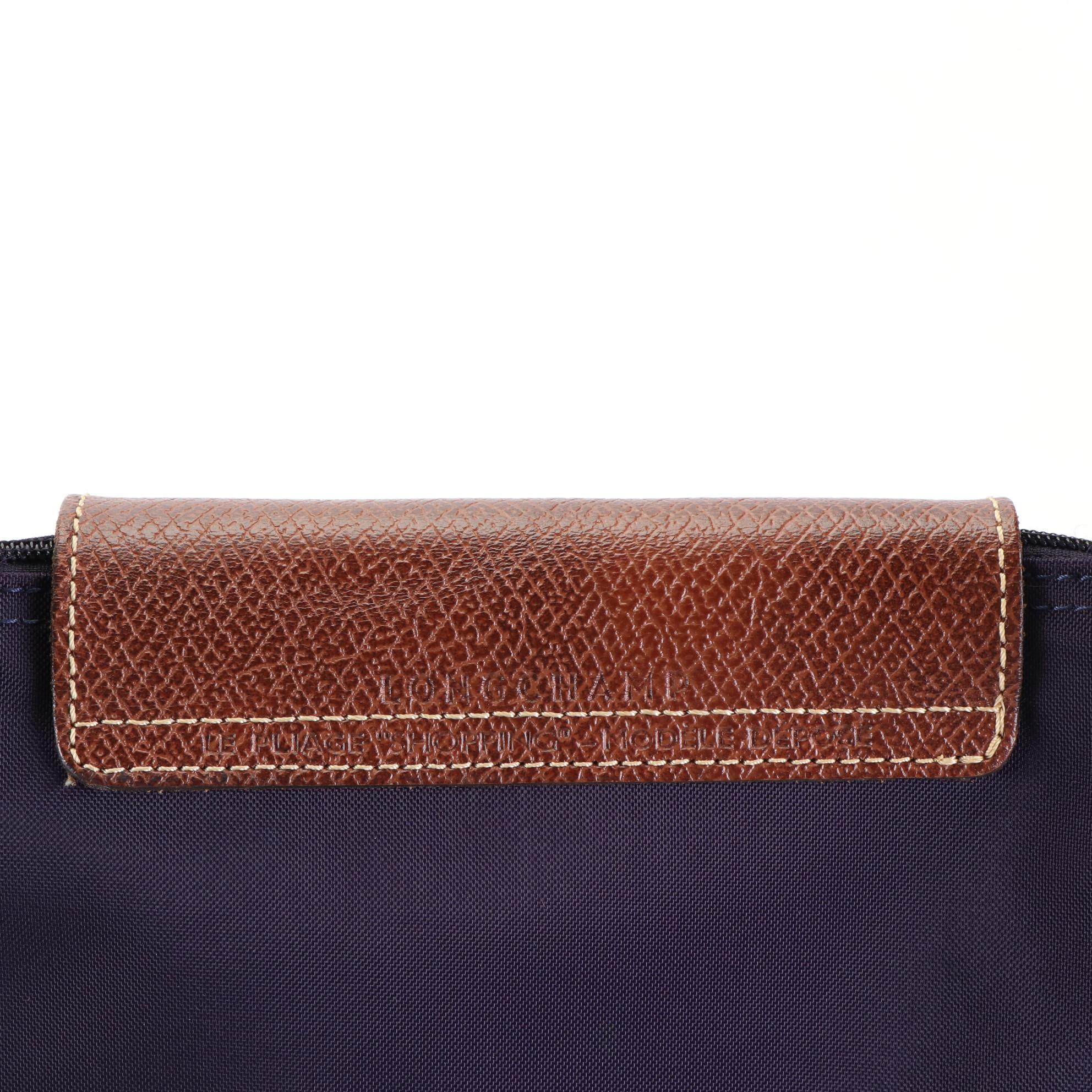 Longchamp Le Pliagé Shopping Tote Bag in Collapsible Nylon with Leather Trim