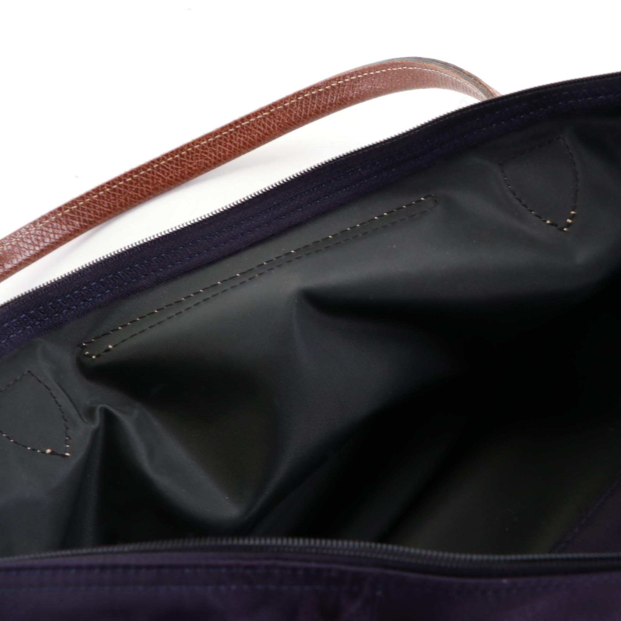 Longchamp Le Pliagé Shopping Tote Bag in Collapsible Nylon with Leather Trim