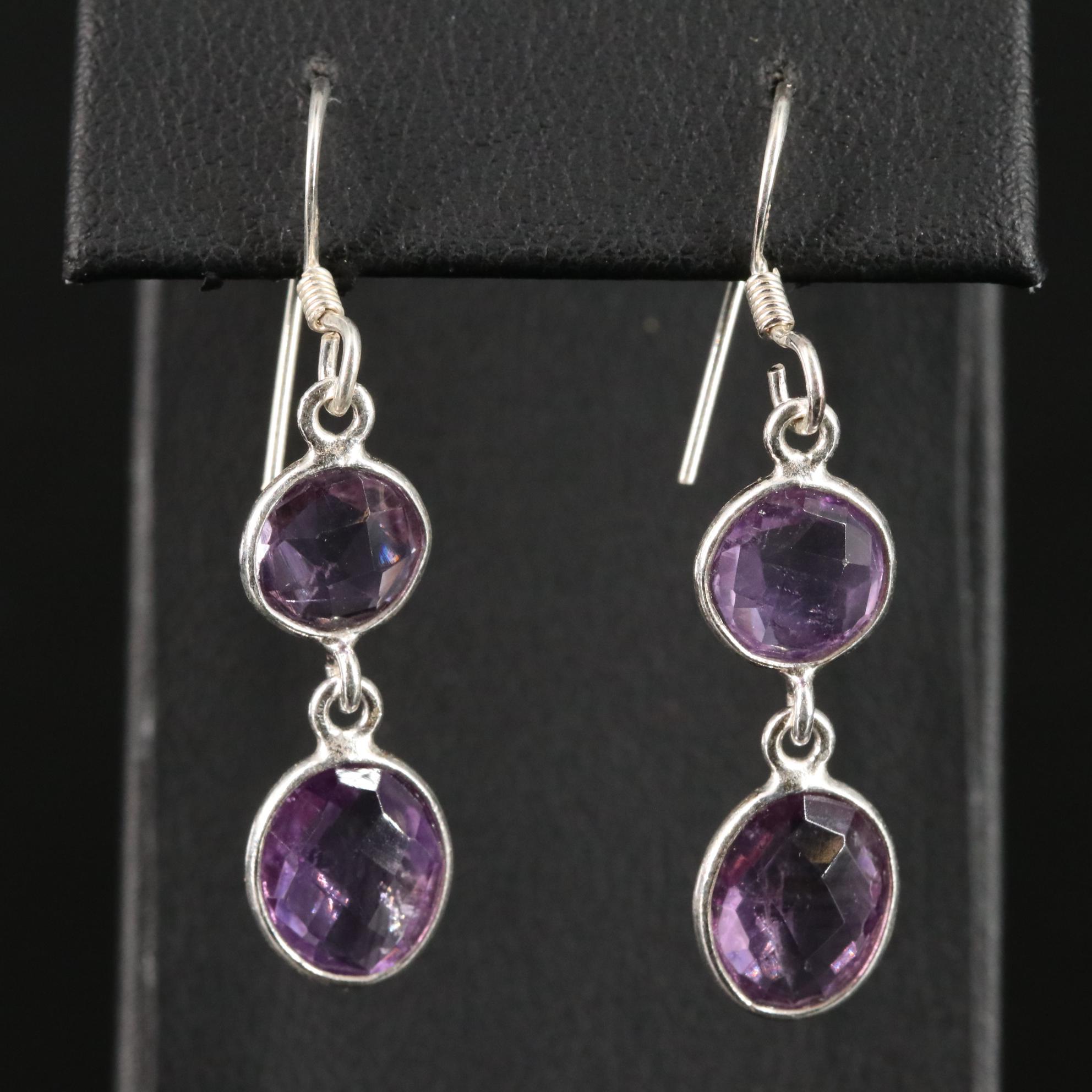 Sterling Amethyst Dangle Earrings